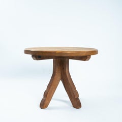 Tavolo da pranzo brutalista in legno di Oak di De Puydt, Belgio anni '70