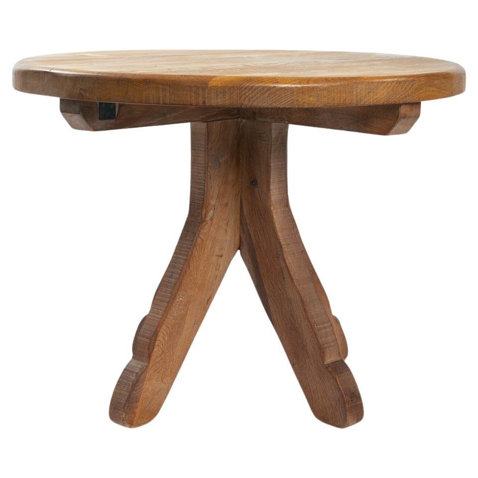 Brutalist oak wooden dining table by de Puydt, Belgium 1970s