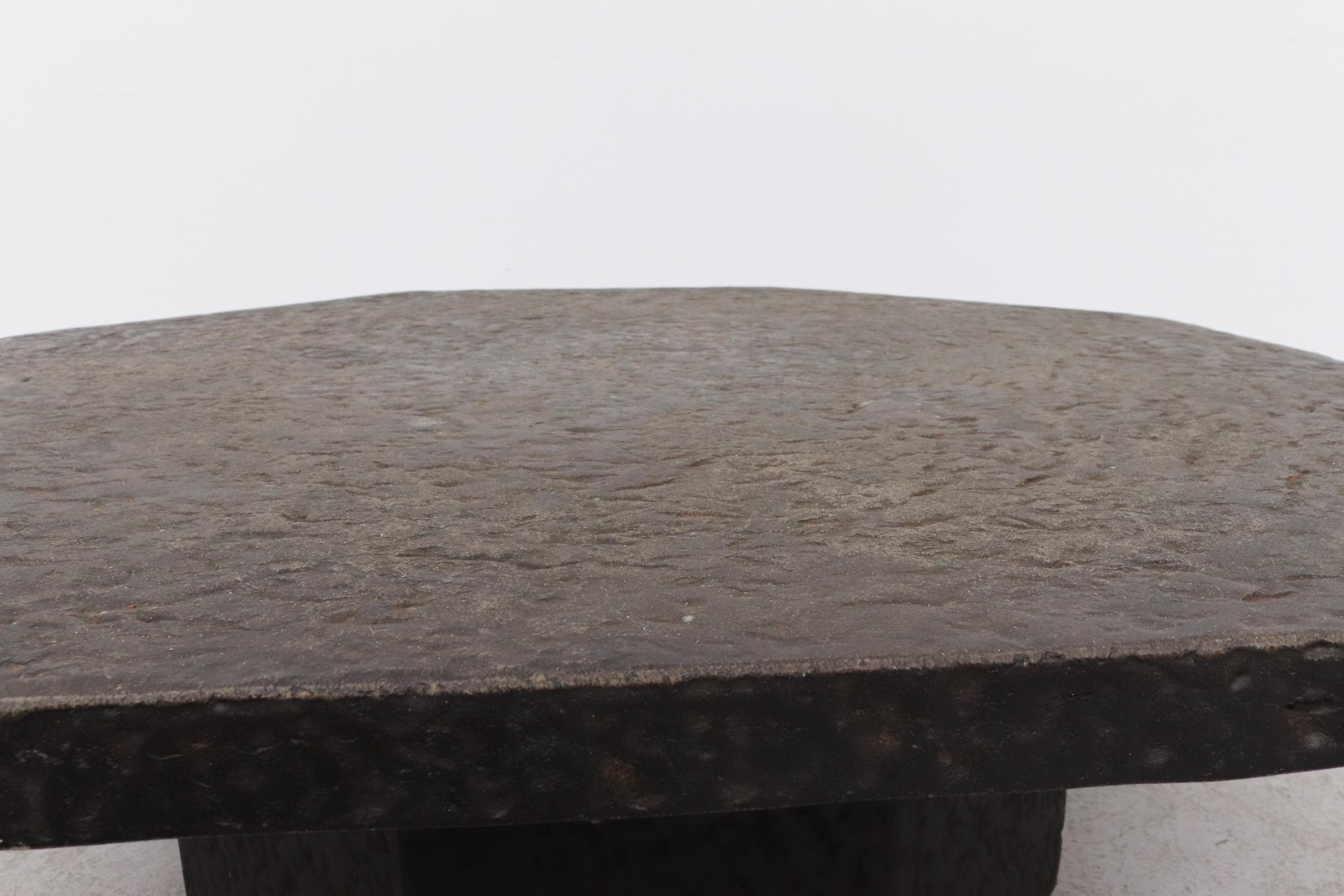 Brutalist Octagon Faux Lava Stone Coffee Table 4