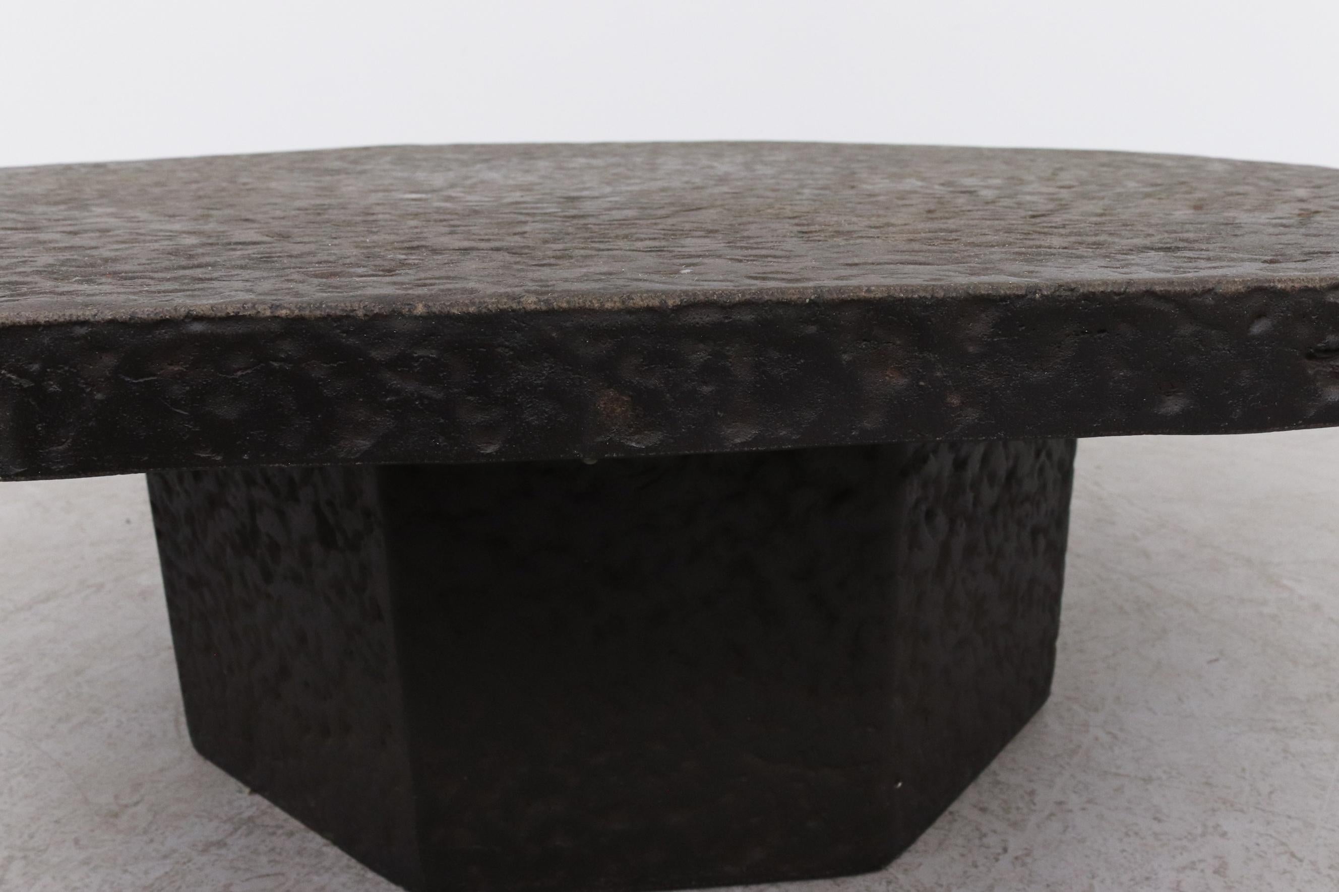 Brutalist Octagon Faux Lava Stone Coffee Table 5