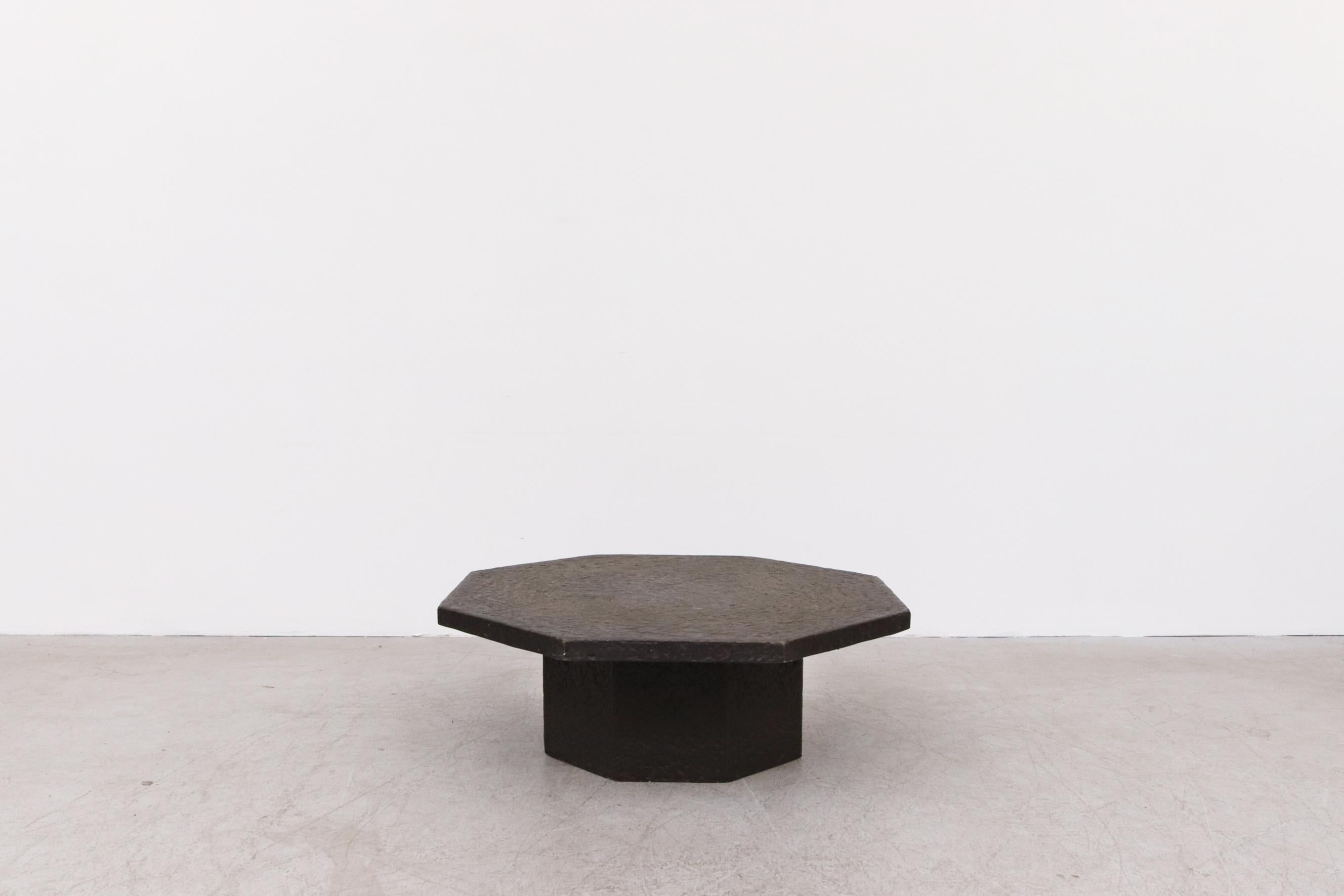Mid-Century Modern Brutalist Octagon Faux Lava Stone Coffee Table