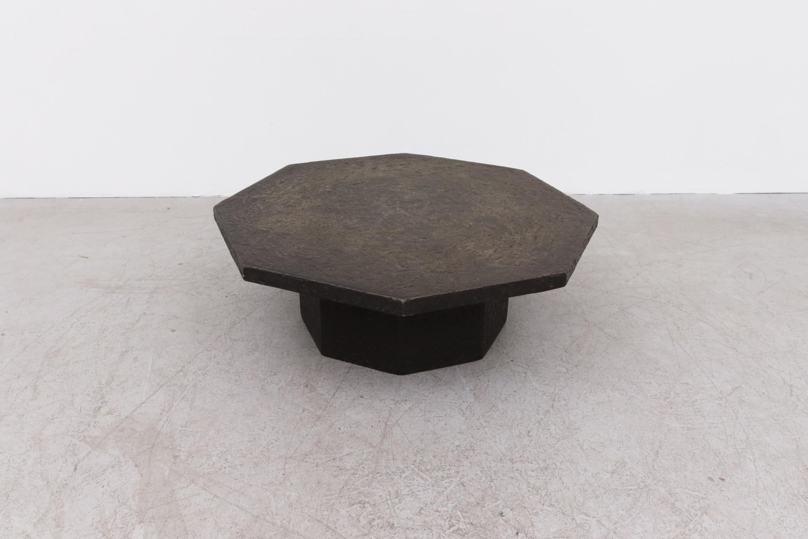 Dutch Brutalist Octagon Faux Lava Stone Coffee Table