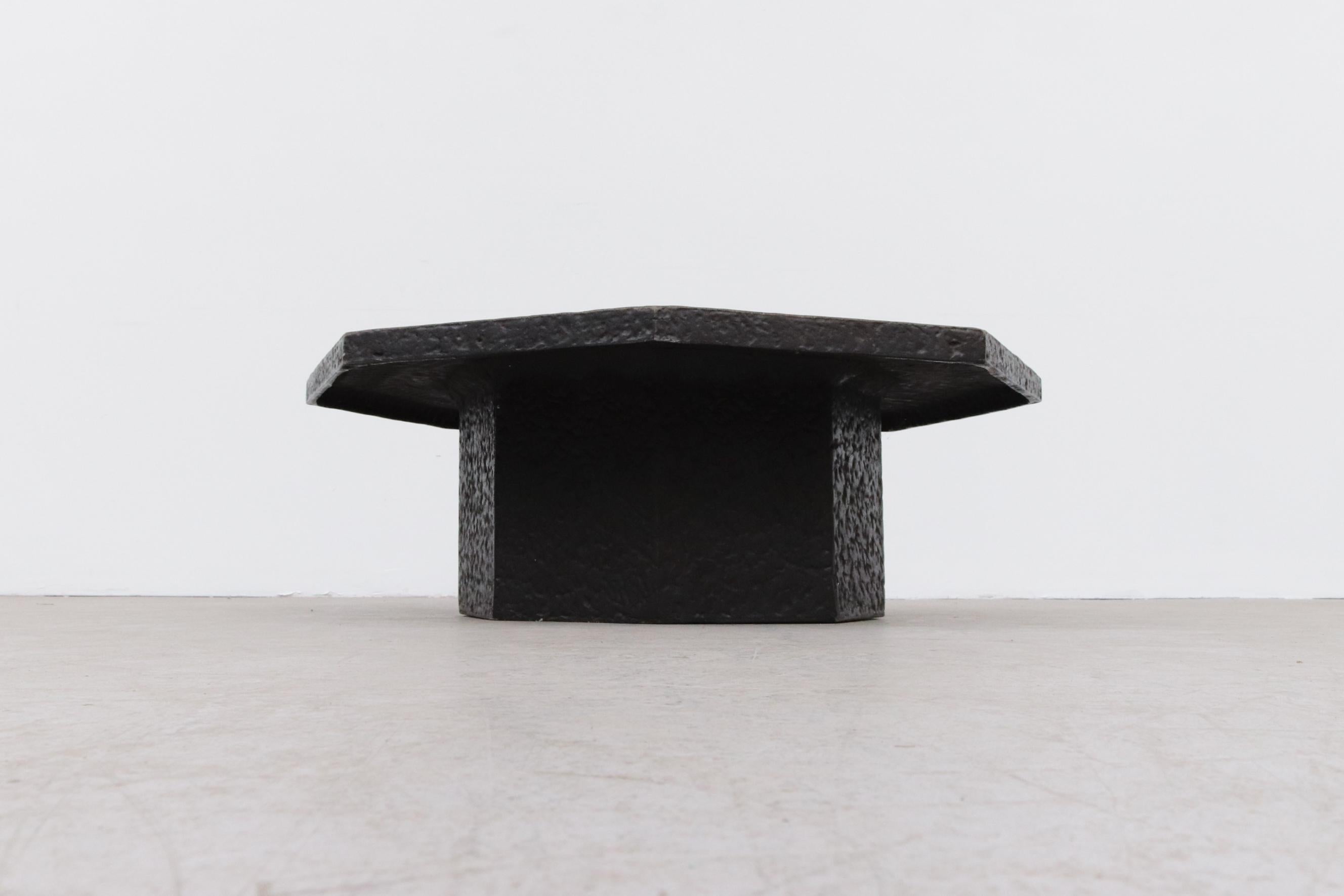 Brutalist Octagon Faux Lava Stone Coffee Table In Good Condition In Los Angeles, CA