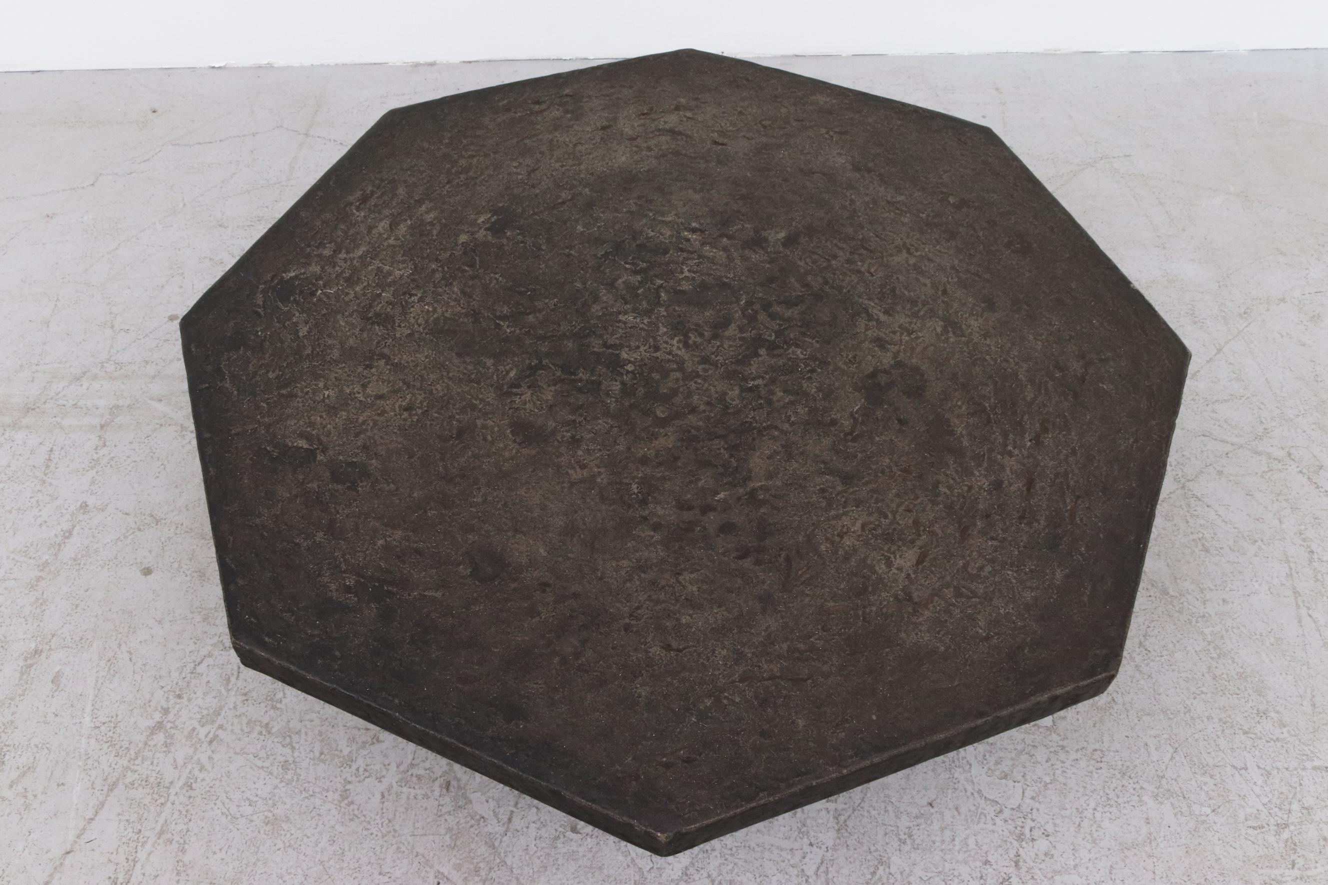 Late 20th Century Brutalist Octagon Faux Lava Stone Coffee Table