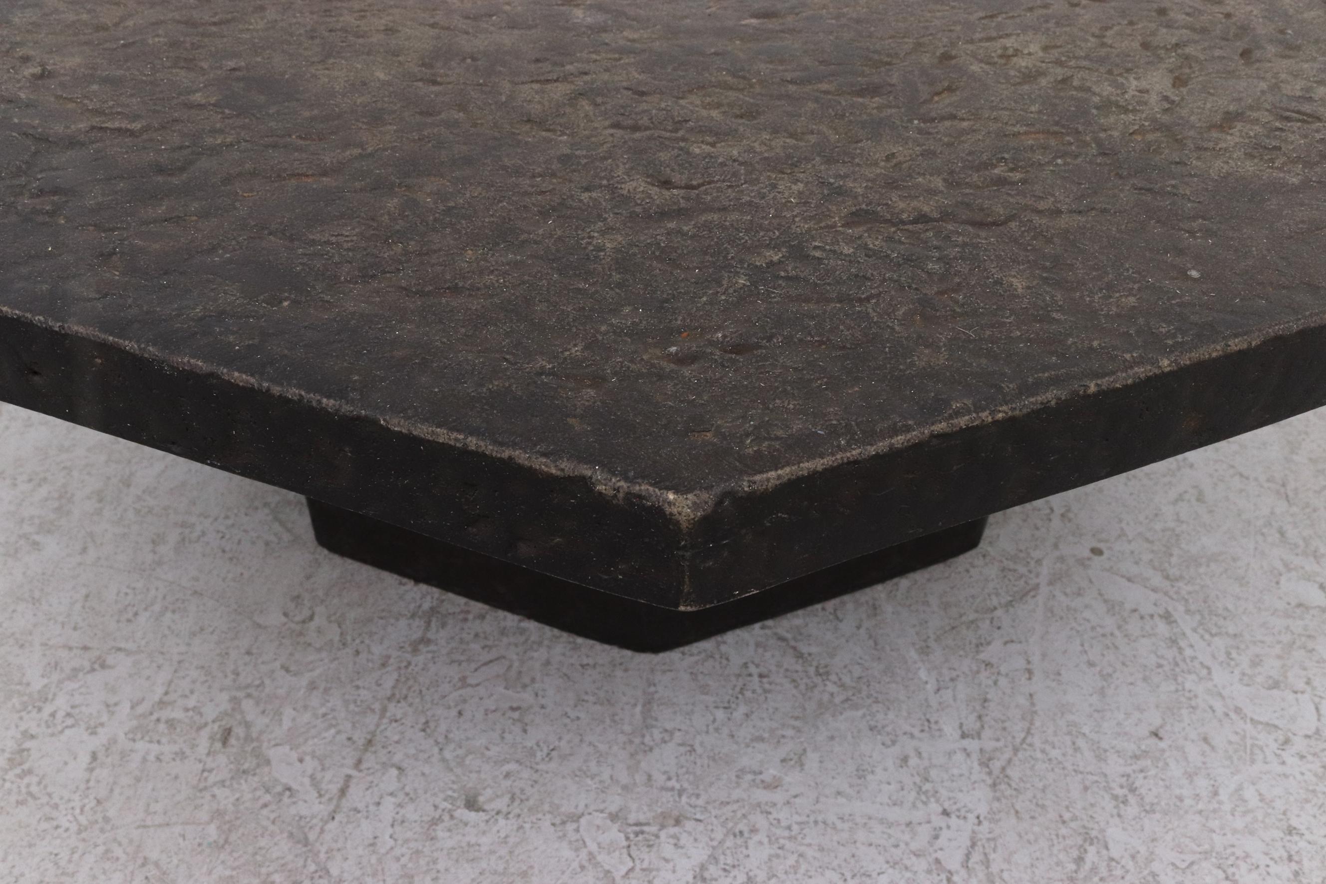 Brutalist Octagon Faux Lava Stone Coffee Table 3