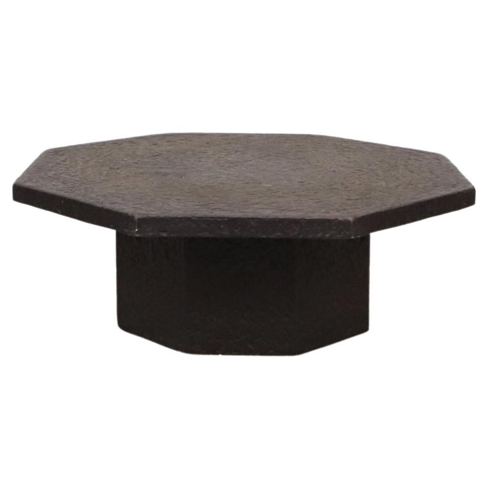Brutalist Octagon Faux Lava Stone Coffee Table