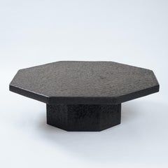 Brutalist Octagonal Coffee Table in Black Stone Look Resin, 1970s