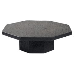 Brutalist Octagonal Coffee Table in Black Stone Look Resin, 1970s