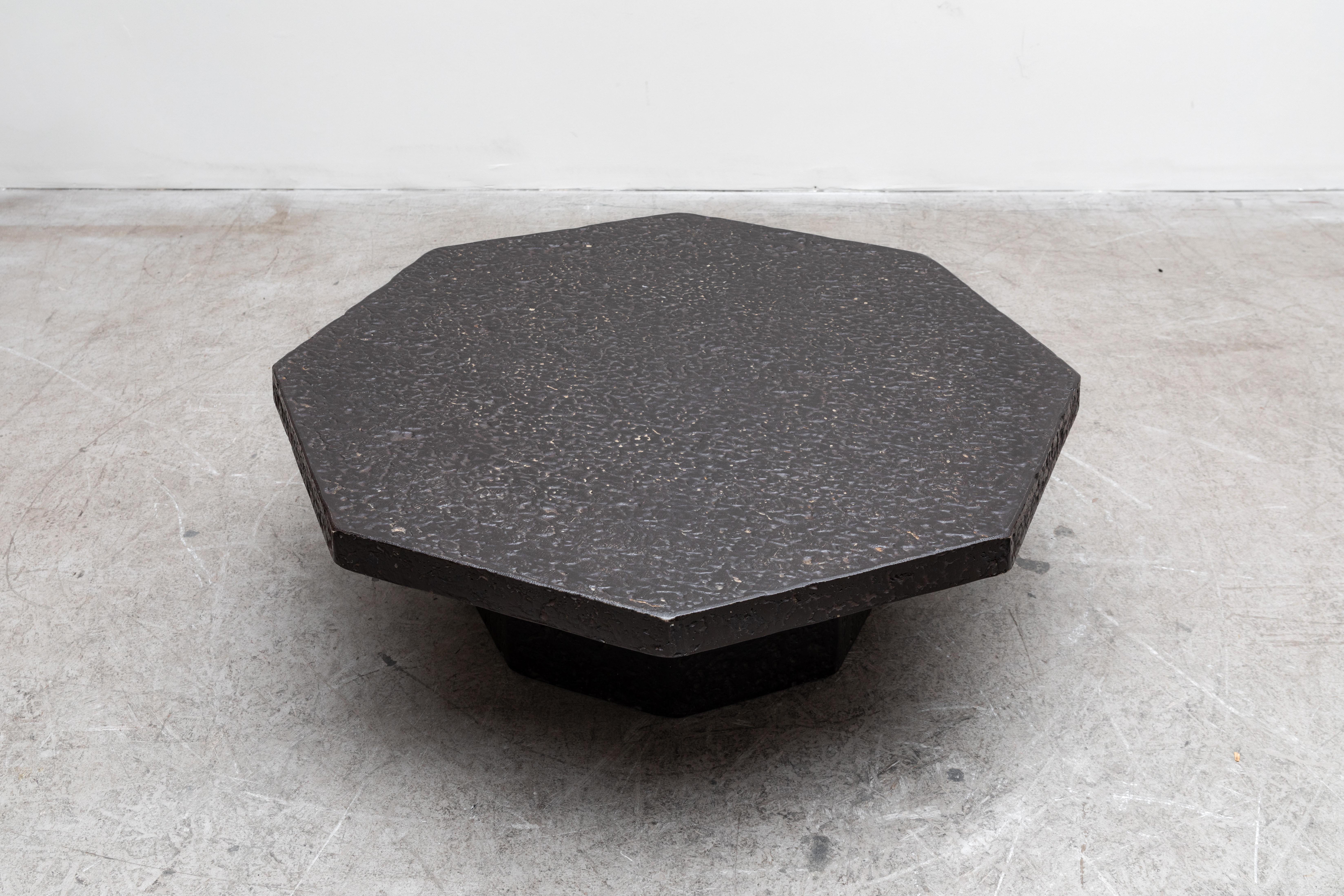 Mid-Century Modern Brutalist Octagonal Faux Lava Stone Coffee Table