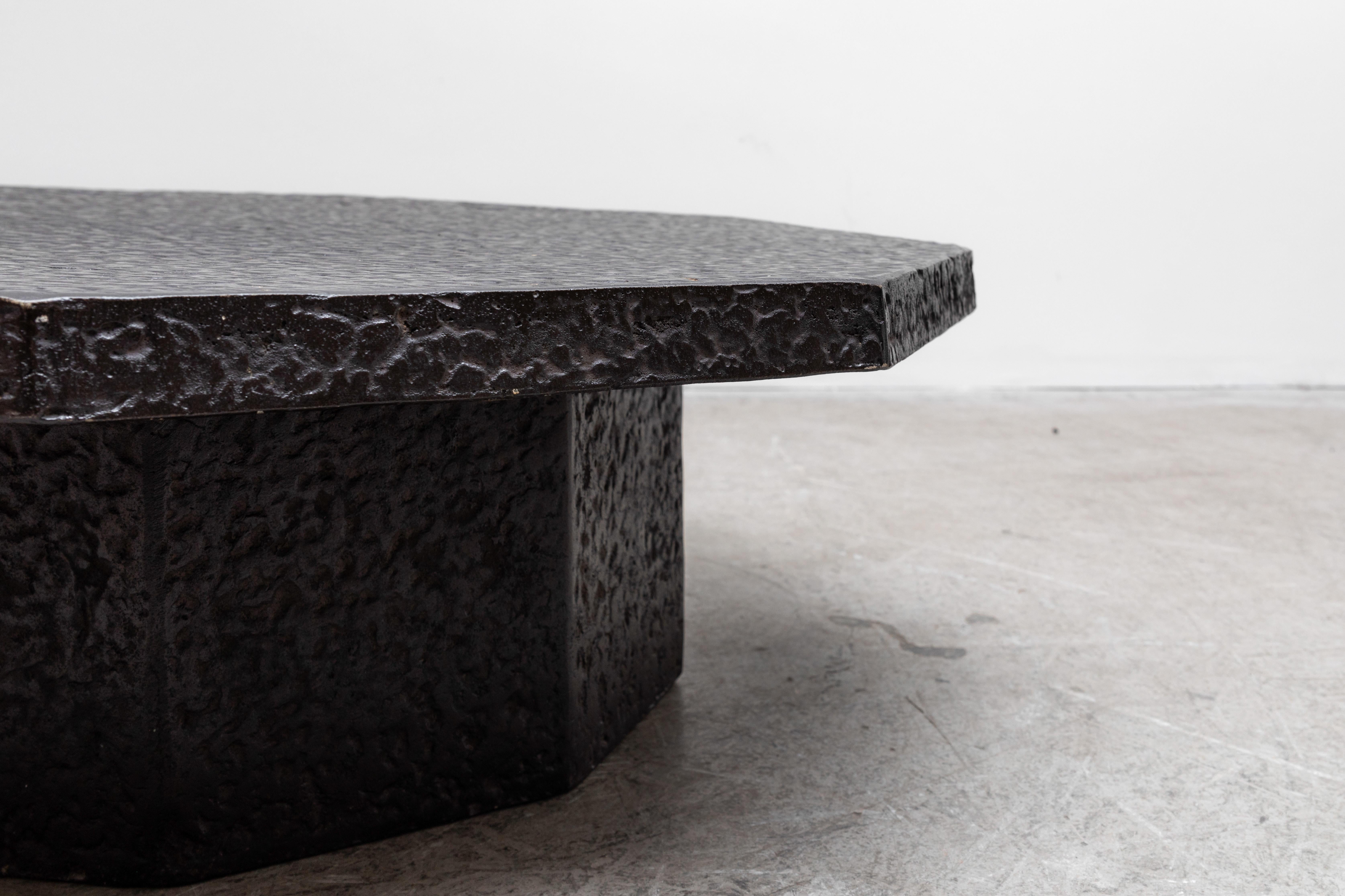 Dutch Brutalist Octagonal Faux Lava Stone Coffee Table