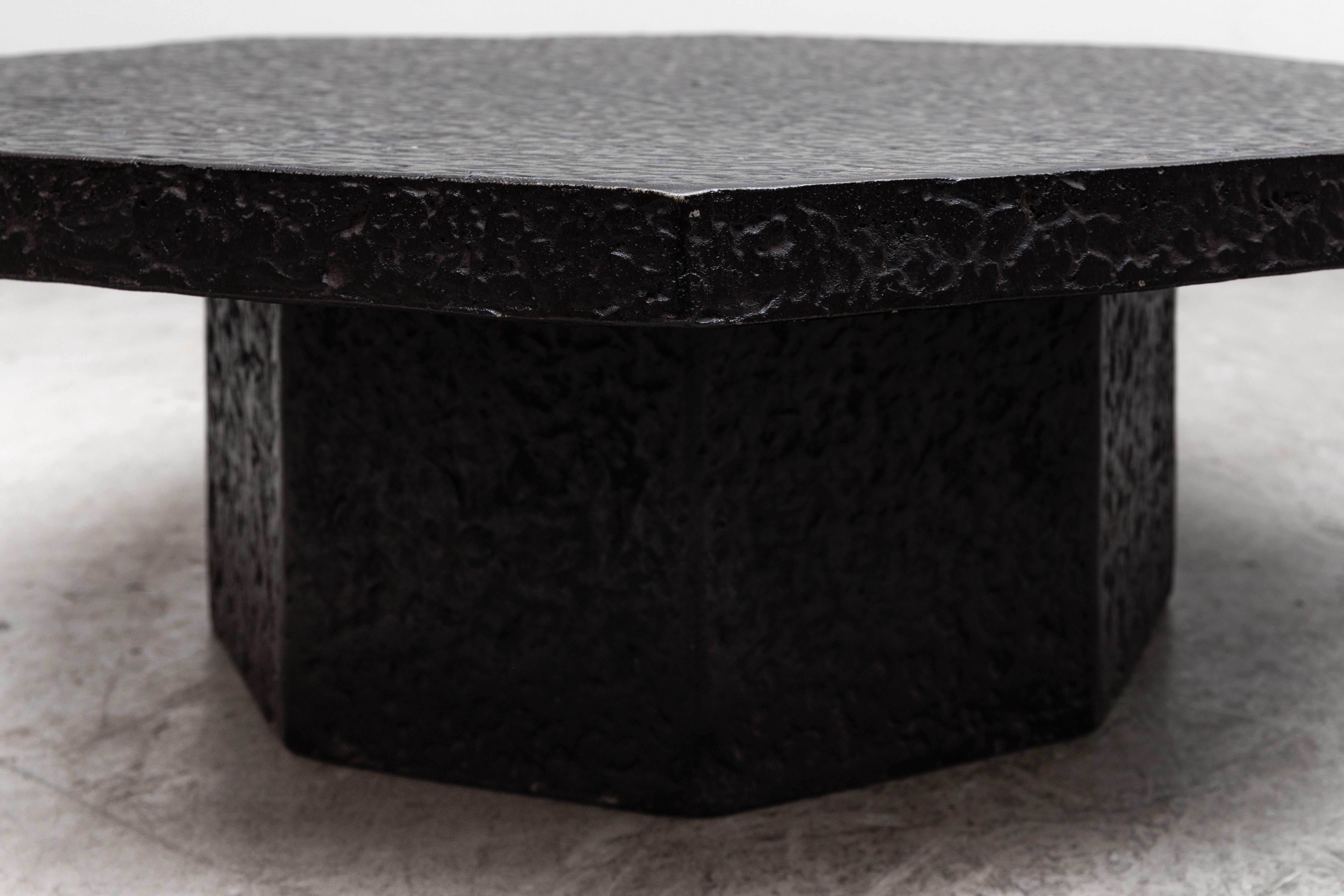 Brutalist Octagonal Faux Lava Stone Coffee Table In Good Condition In Los Angeles, CA