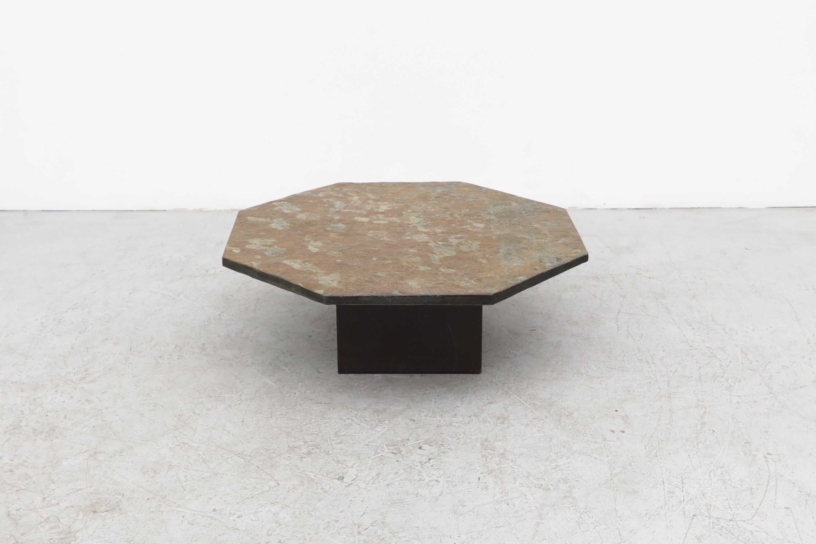 Mid-Century Modern Brutalist Octagonal Stone Coffee Table