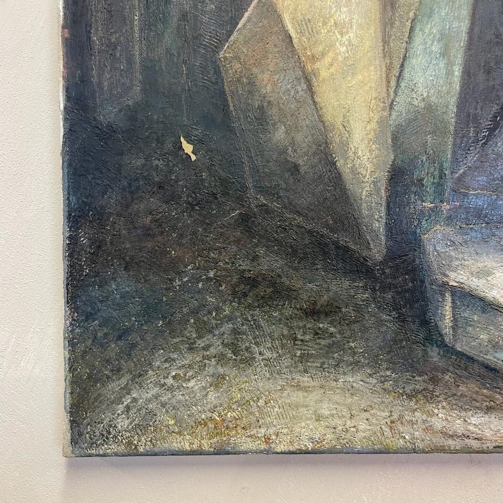 Hand-Painted Brutalist Oil On Canvas by Alan Ian Ronald For Sale