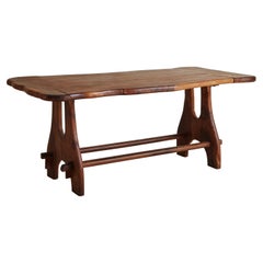 Brutalist Olive Wood Dining Table, France, 1960s