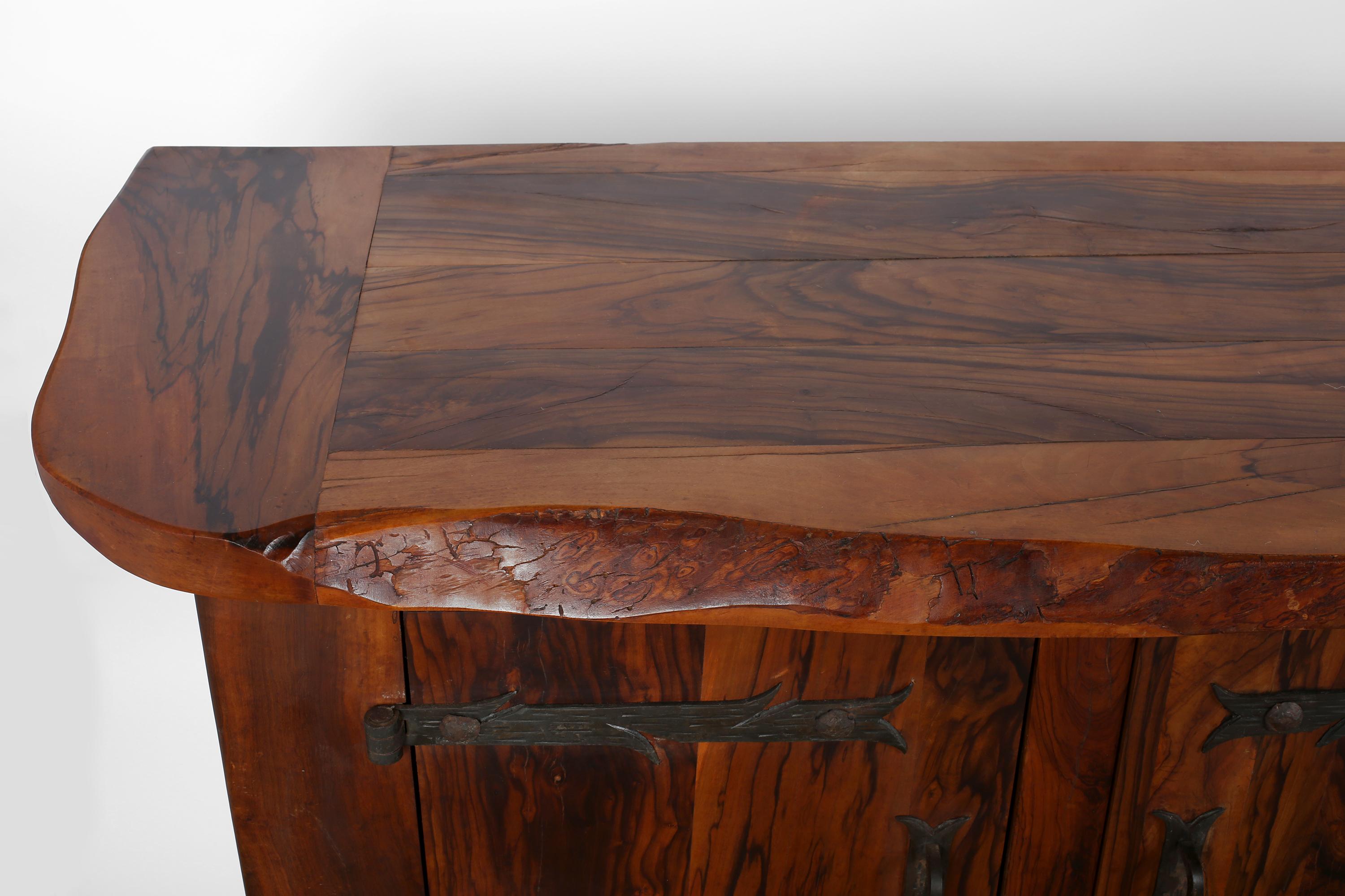 Midcentury Modern Brutalist Olive Wood Sideboard in the Taste of Alexandre Noll For Sale 5