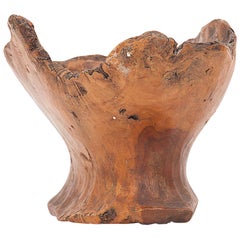 Retro Brutalist Olive Wood Vide Poche or Bowl, 1960, France, with Old Patina, Riviera