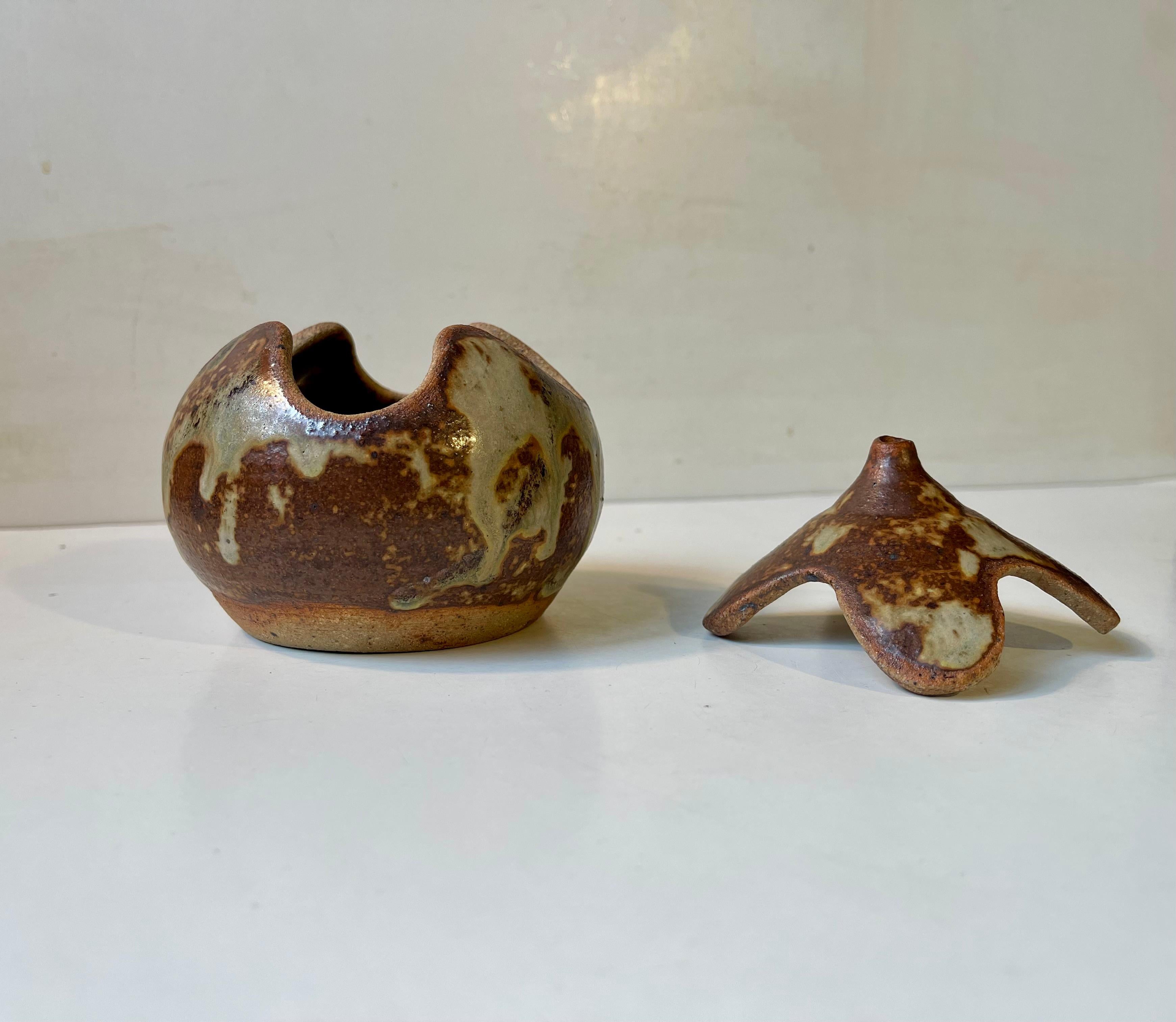Brutalist Onion Trinket Jar in Glazed Stoneware by Søren Visby, 1970s In Good Condition For Sale In Esbjerg, DK