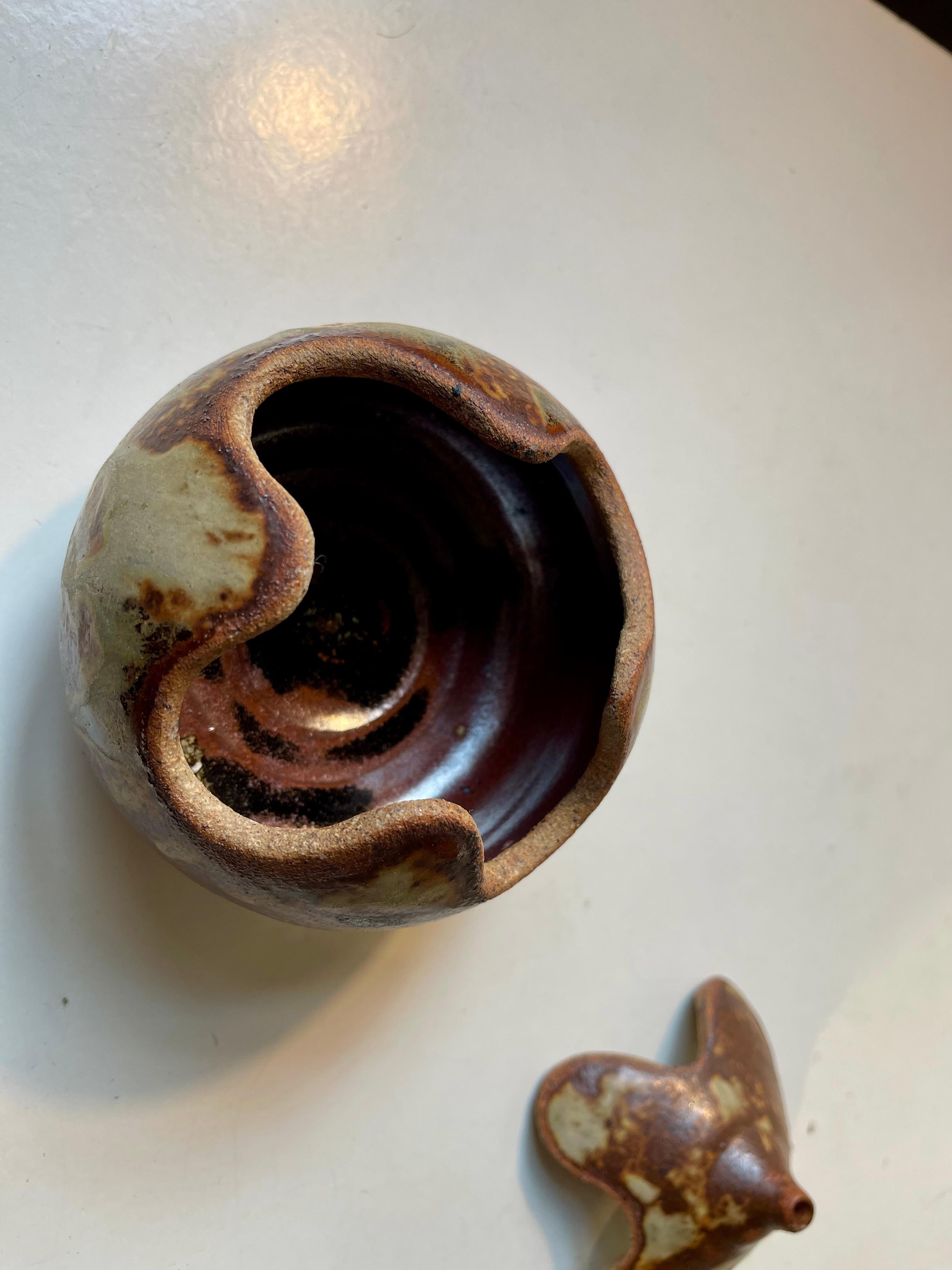 Late 20th Century Brutalist Onion Trinket Jar in Glazed Stoneware by Søren Visby, 1970s For Sale