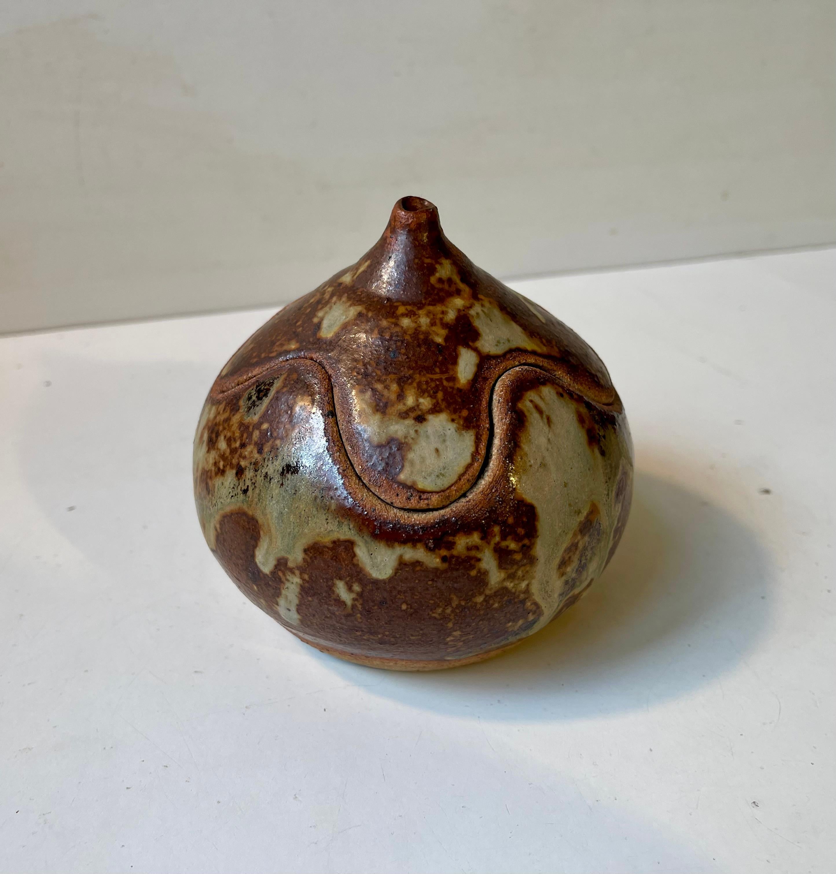Brutalist Onion Trinket Jar in Glazed Stoneware by Søren Visby, 1970s For Sale 1