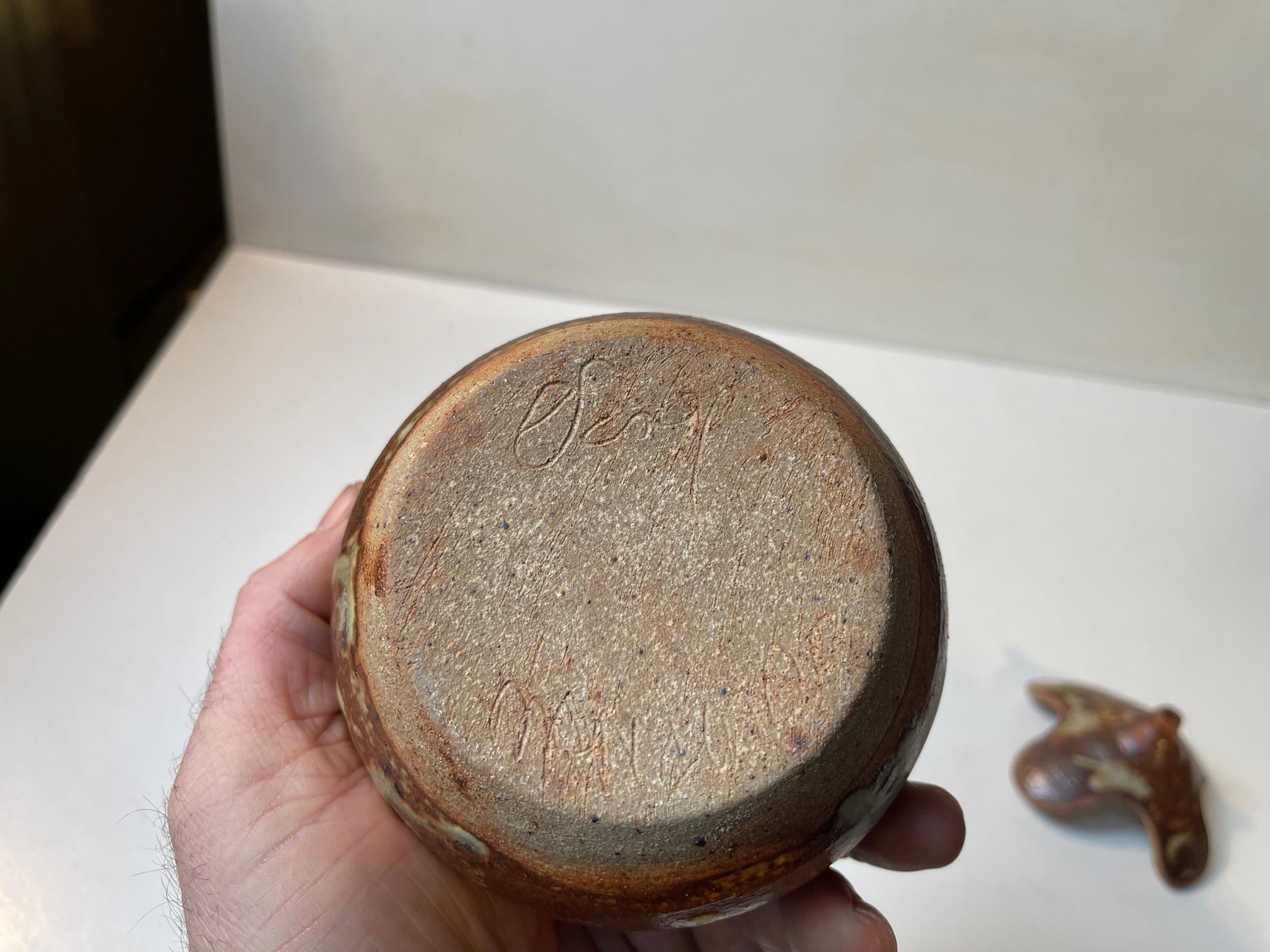 Brutalist Onion Trinket Jar in Glazed Stoneware by Søren Visby, 1970s For Sale 2