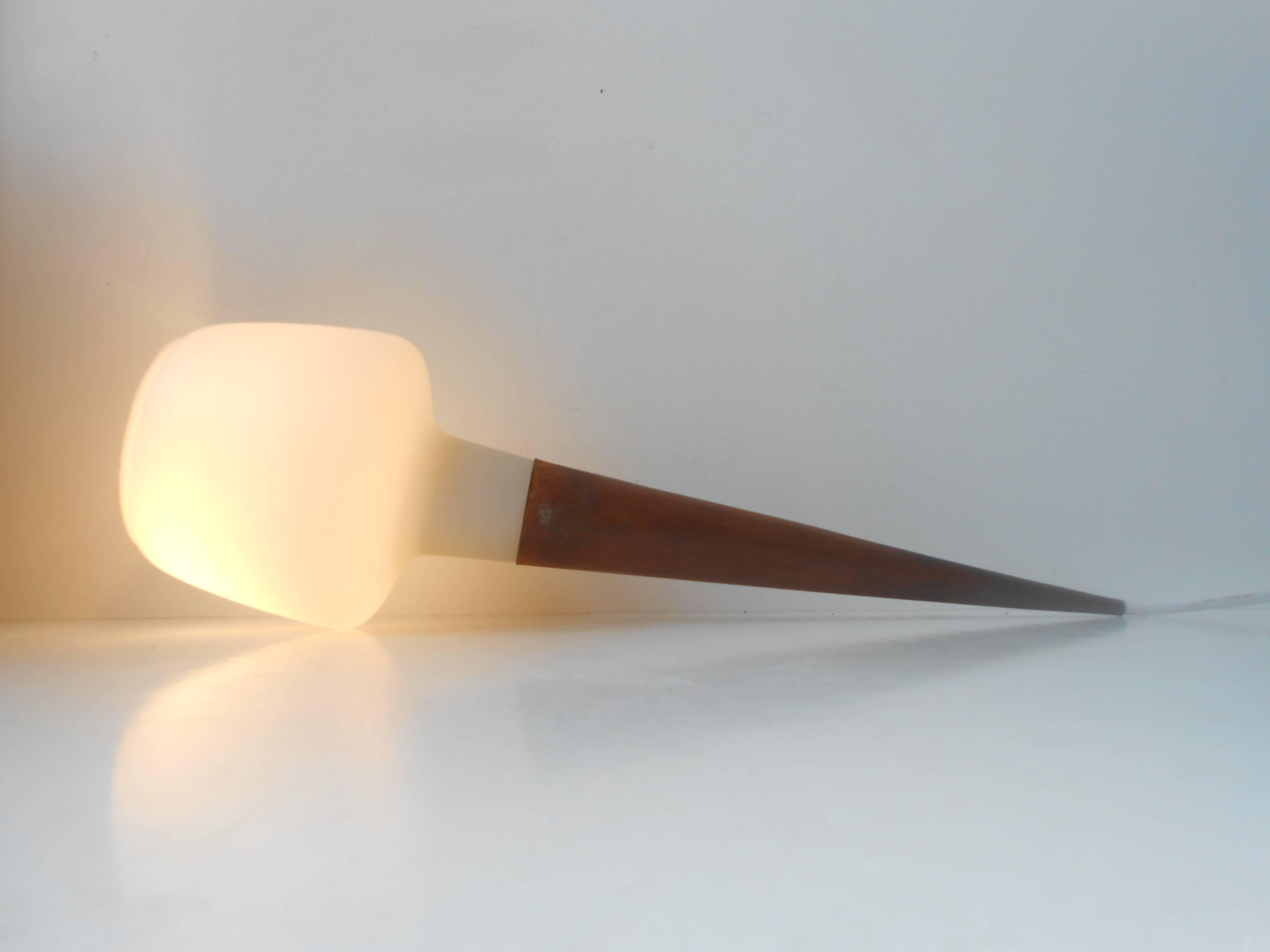 Brutalist Opal Glass and Metal Pendant Lamp by Anonymous Danish Designer, 1960s In Good Condition In Esbjerg, DK