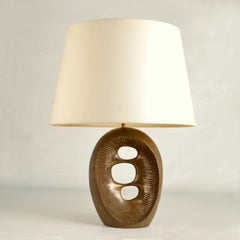 Brutalist Organic Bronze Table Lamp by Robert Phandeve