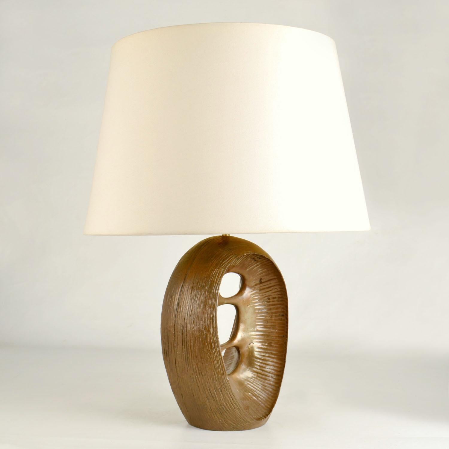 Mid-Century Modern Brutalist Organic Bronze Table Lamp by Robert Phandeve For Sale
