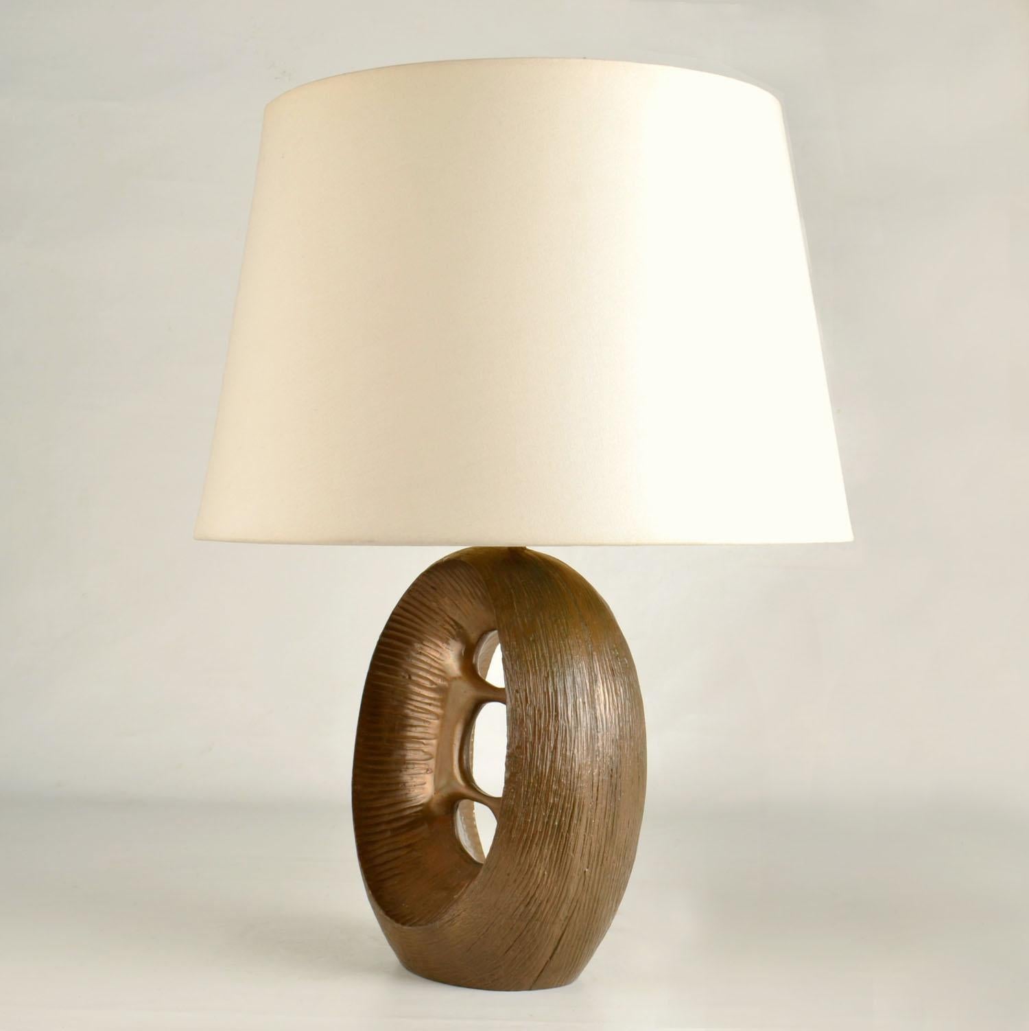 French Brutalist Organic Bronze Table Lamp by Robert Phandeve For Sale