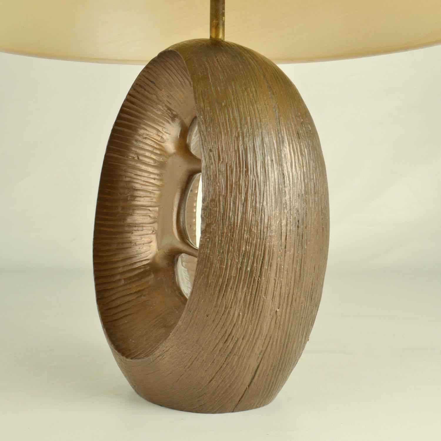 Brutalist Organic Bronze Table Lamp by Robert Phandeve In Excellent Condition For Sale In London, GB
