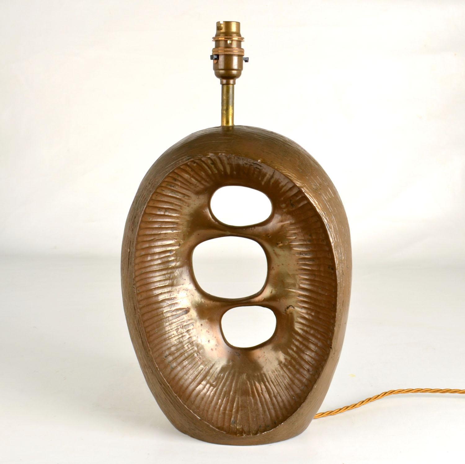 Brutalist Organic Bronze Table Lamp by Robert Phandeve For Sale 1