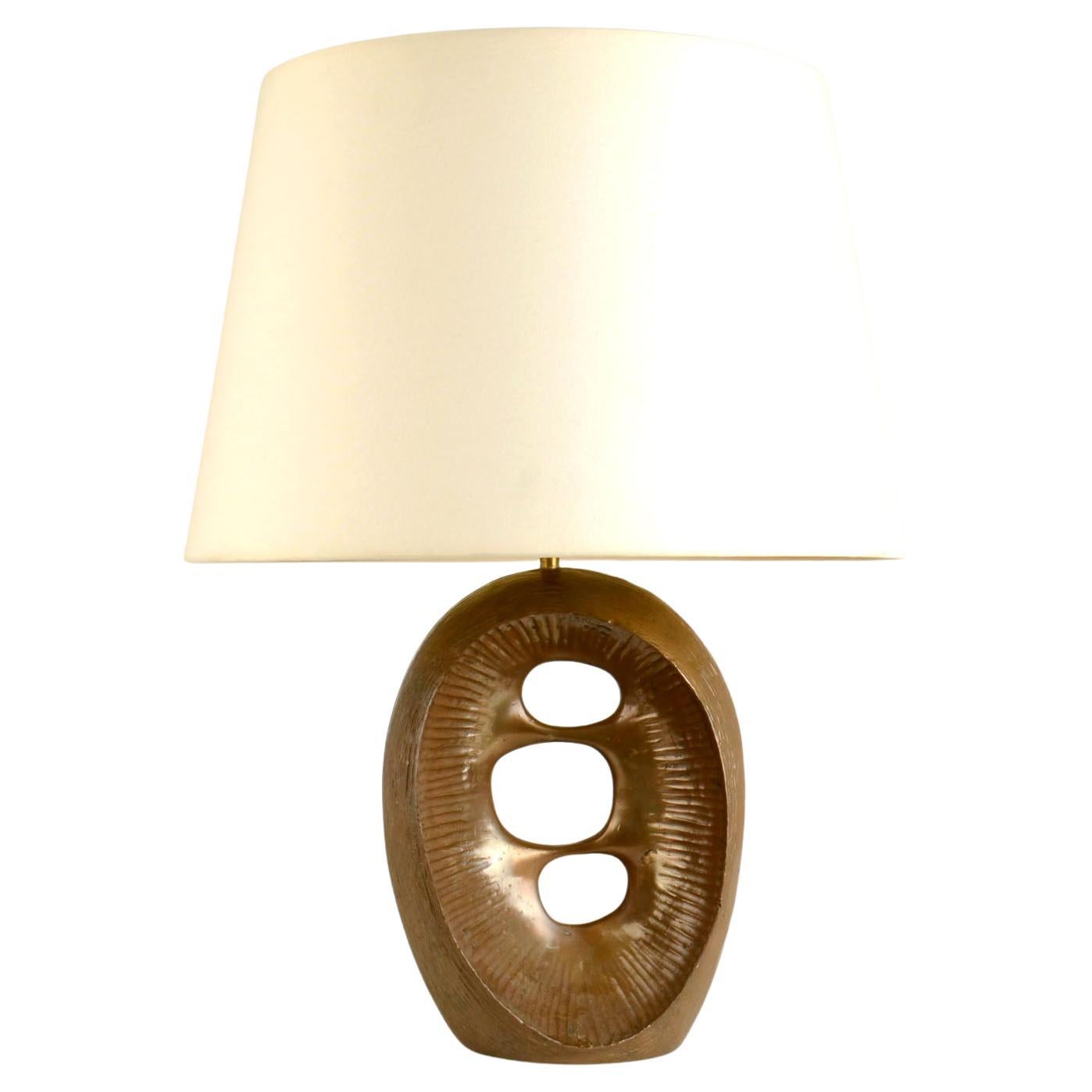 Brutalist Organic Bronze Table Lamp by Robert Phandeve