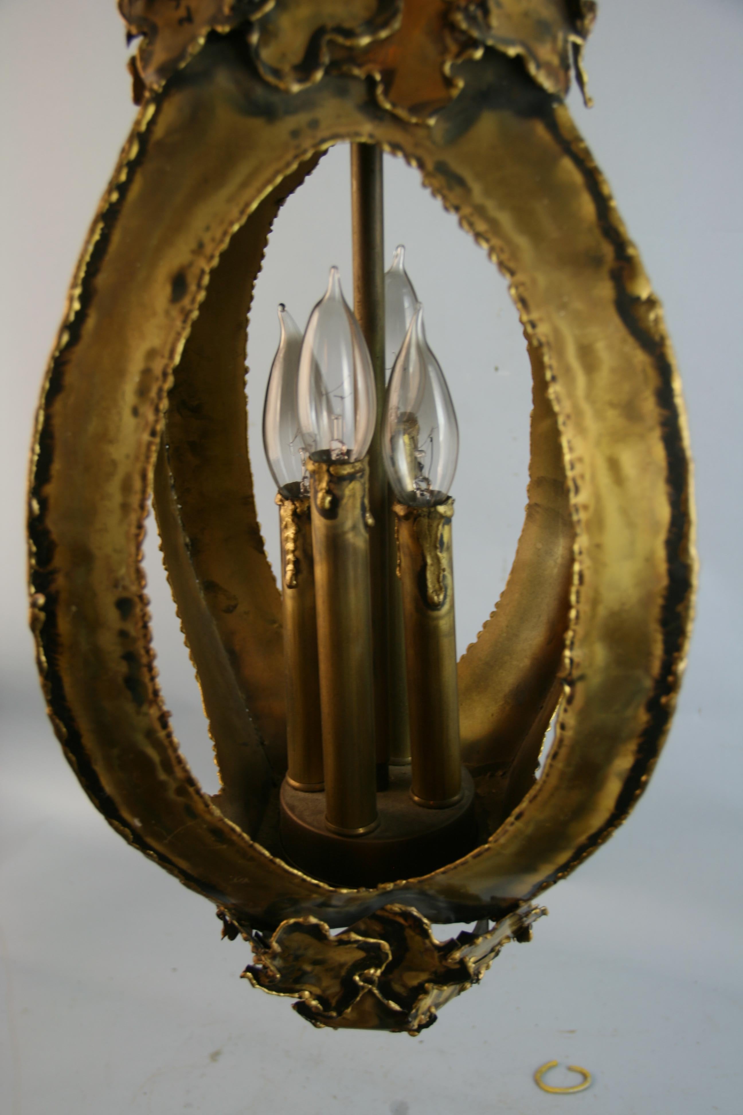 Brutalist Organic Chandelier /Lantern by Feldman Lighting For Sale 7