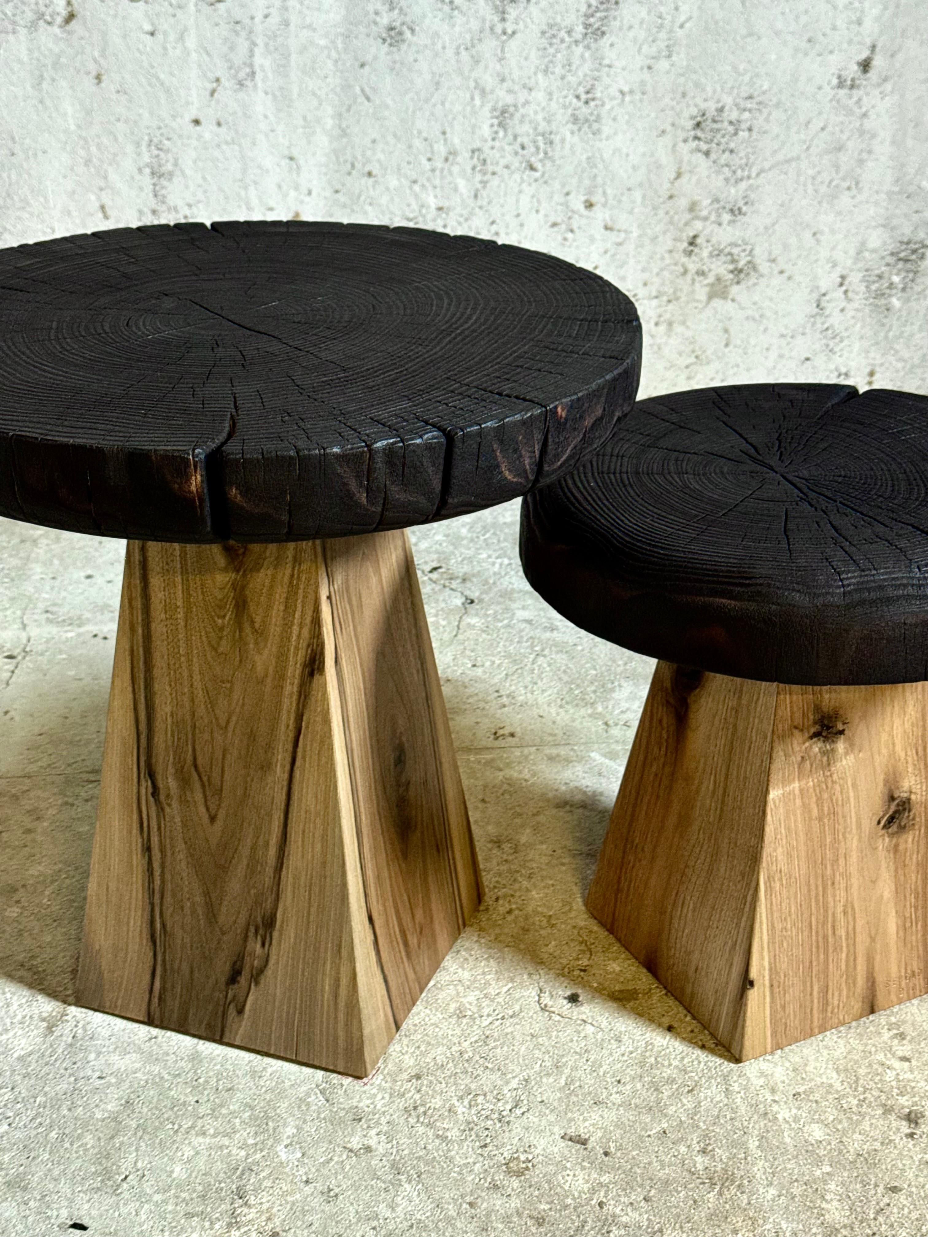 Contemporary Wabi-Sabi Organic Coffee Table Set in Solid Walnut by Sergio Vulpe For Sale