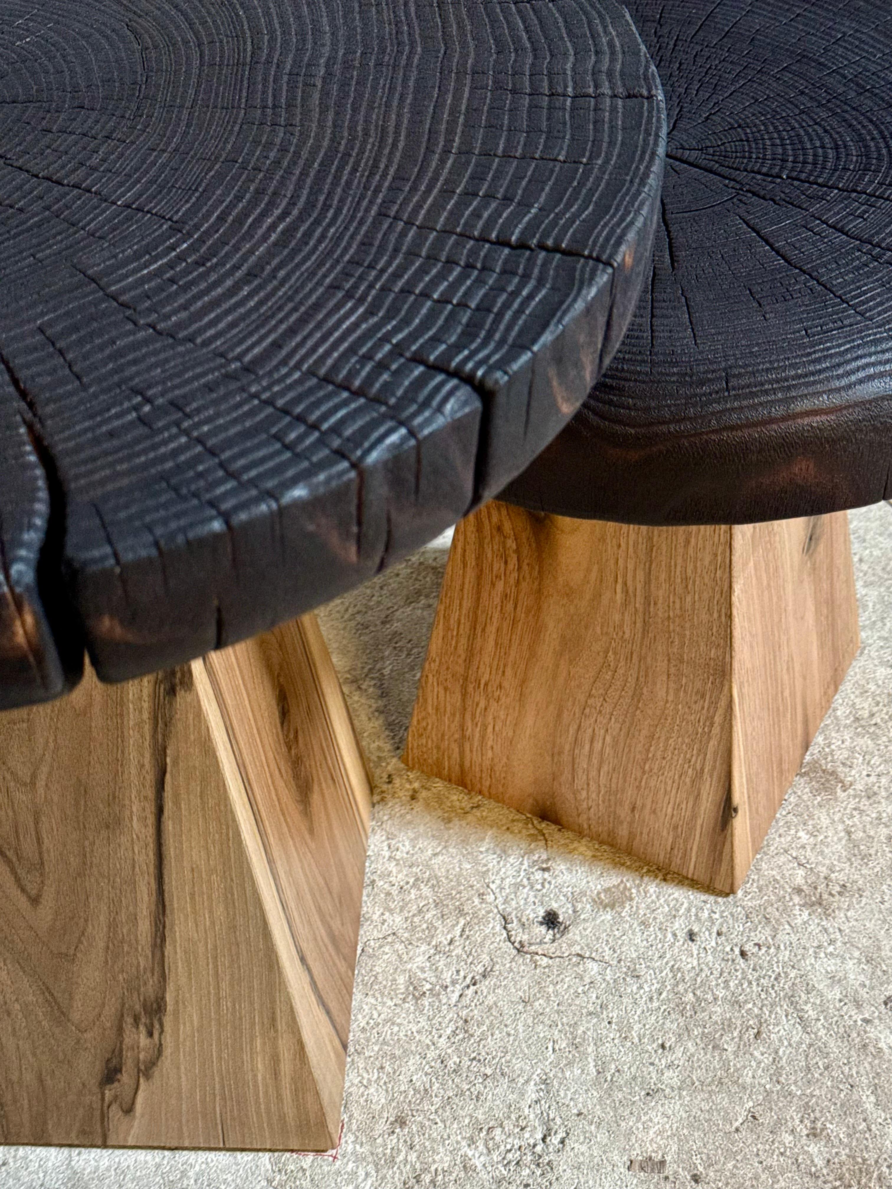 Wabi-Sabi Organic Coffee Table Set in Solid Walnut by Sergio Vulpe For Sale 1