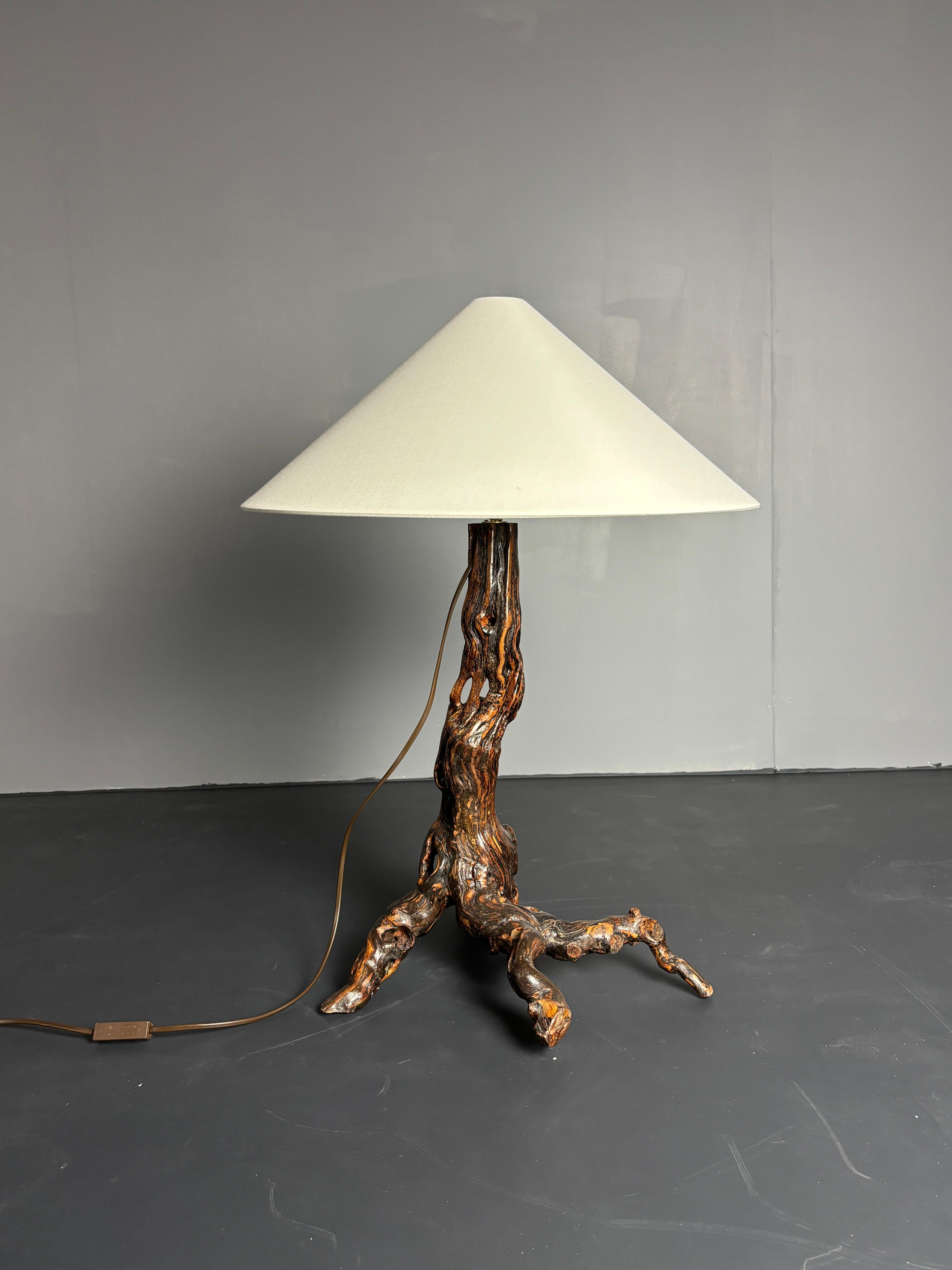 Wood Brutalist Organic Large Vine Branch Lamp, France, 1950s For Sale