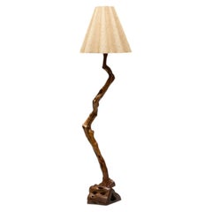 Brutalist Organic Wood Floor Lamp, France – 1970s