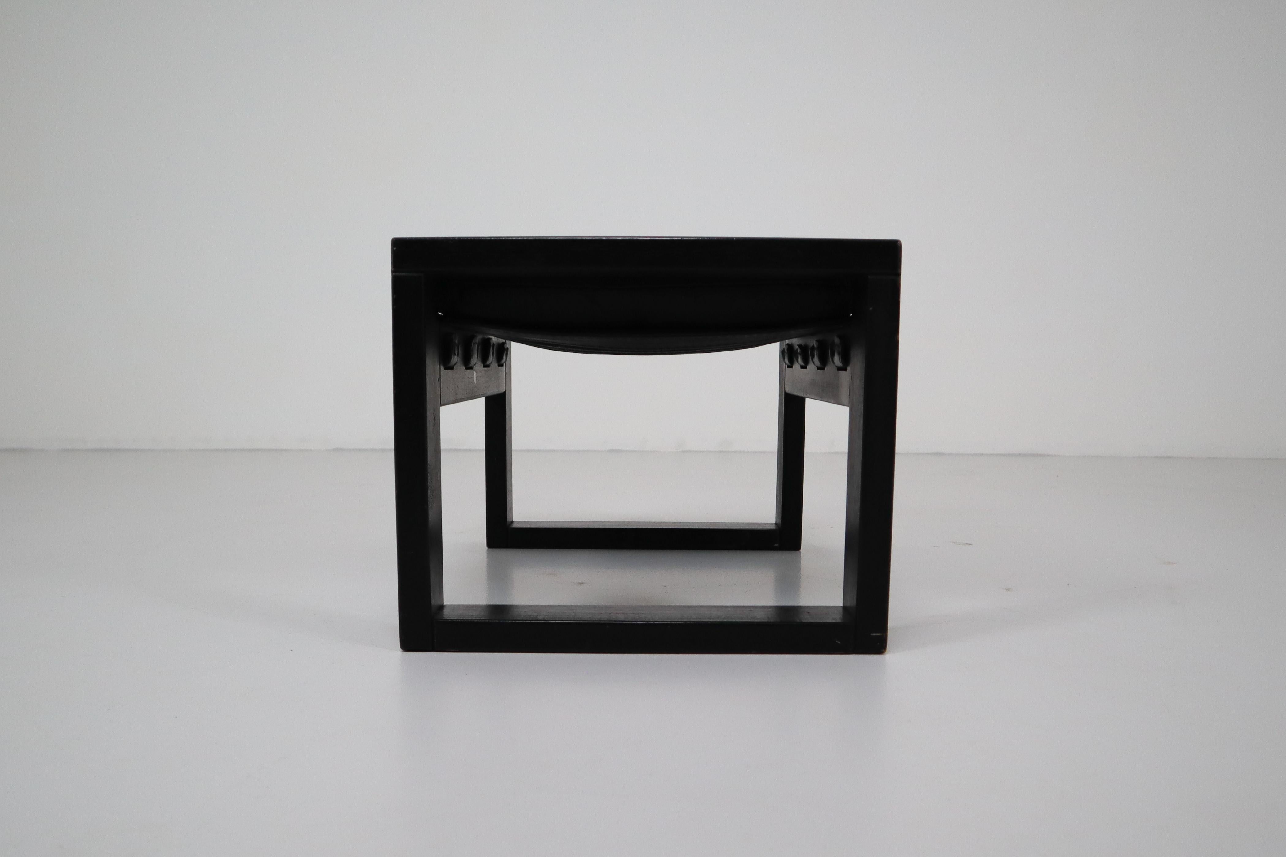 Exceptional and architectural ottoman designed by Sonja Wasseur, the Netherlands, circa 1970.
She produced her inventive work at her own atelier in Amsterdam for only a short period of time. Her occasional Brutalist furniture are all handmade and