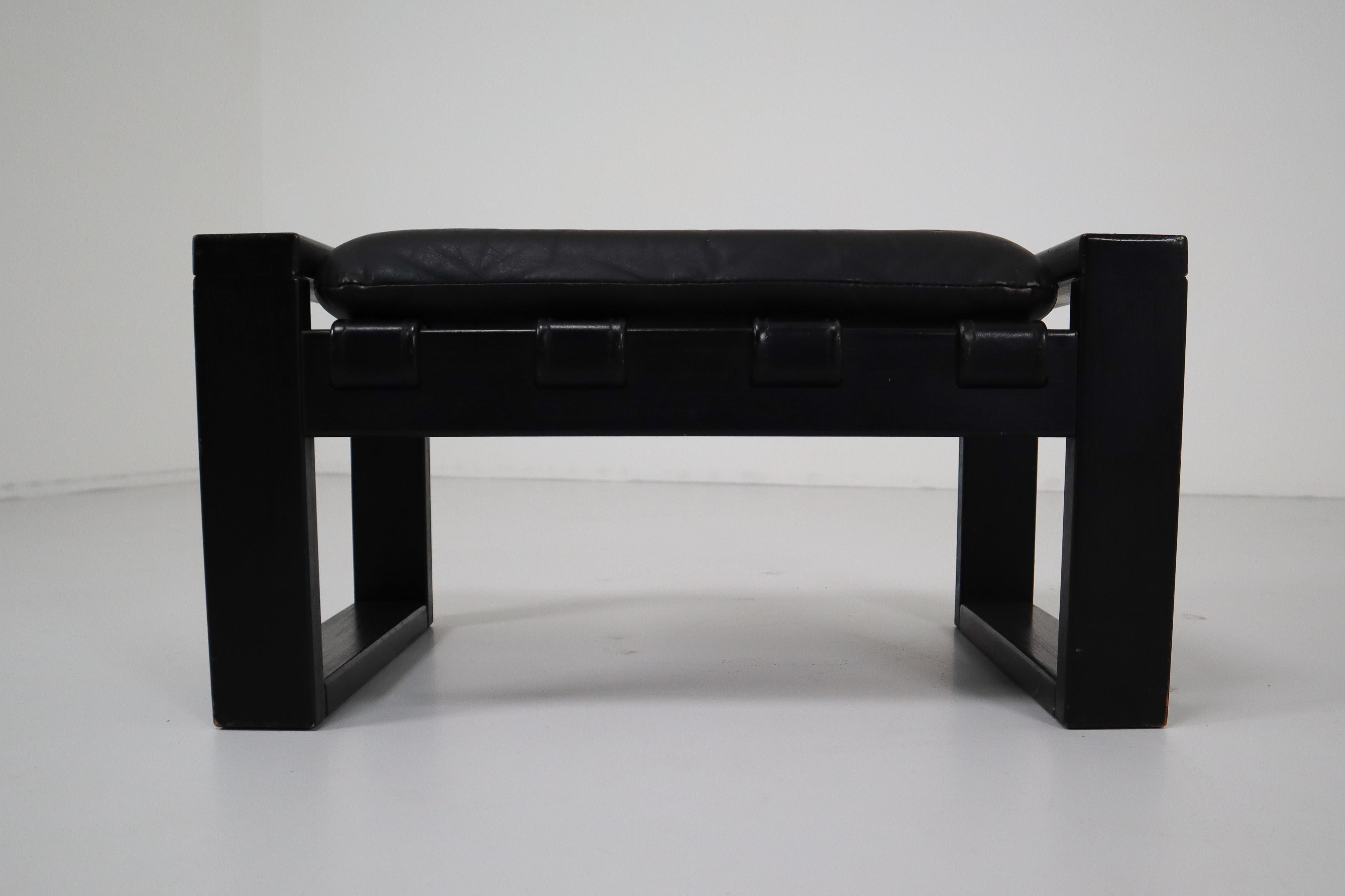 Leather Brutalist Ottomann Designed by Sonja Wasseur, the Netherlands, circa 1970