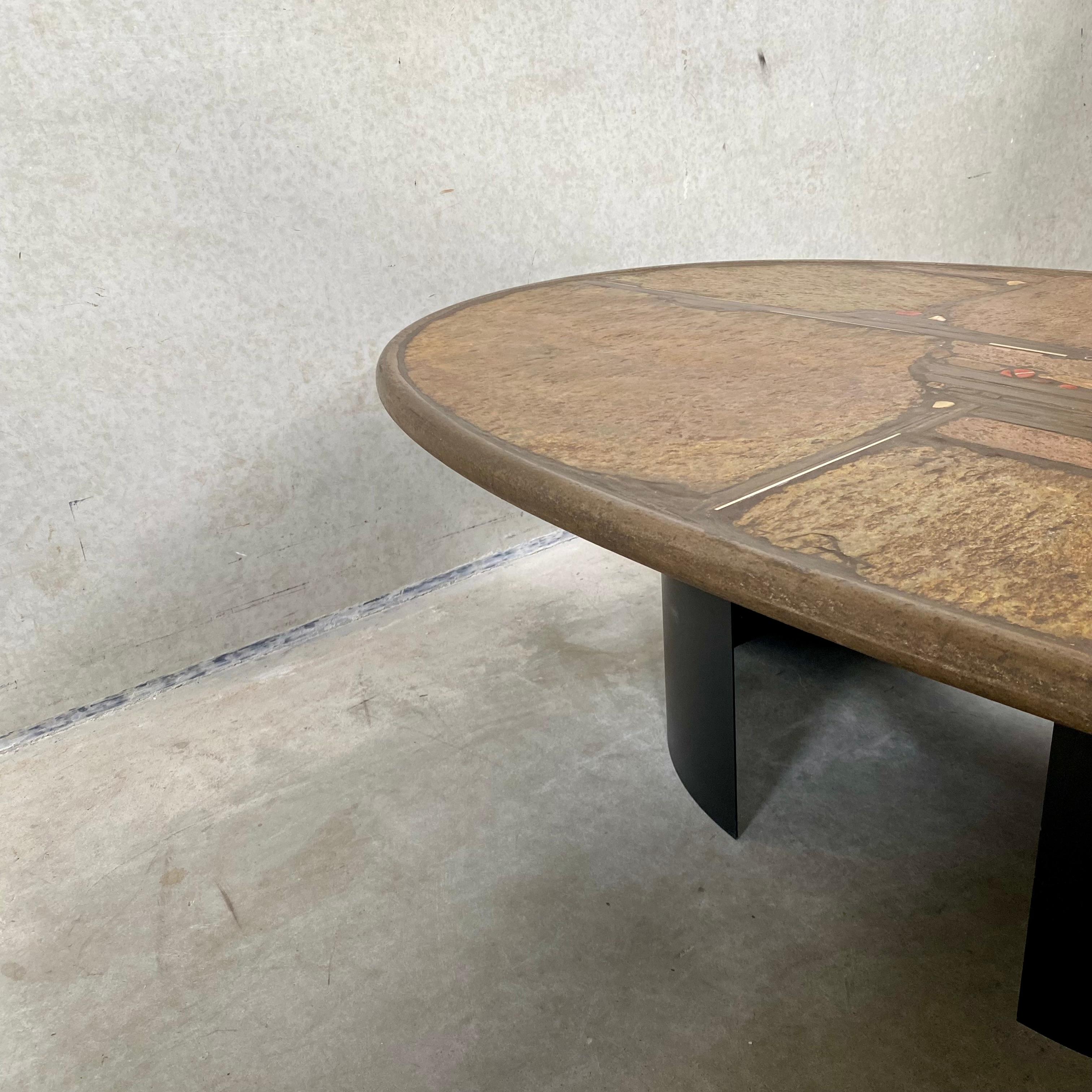 Table basse ovale brutaliste du sculpteur Paul Kingma, design néerlandais Pays-Bas en vente 8