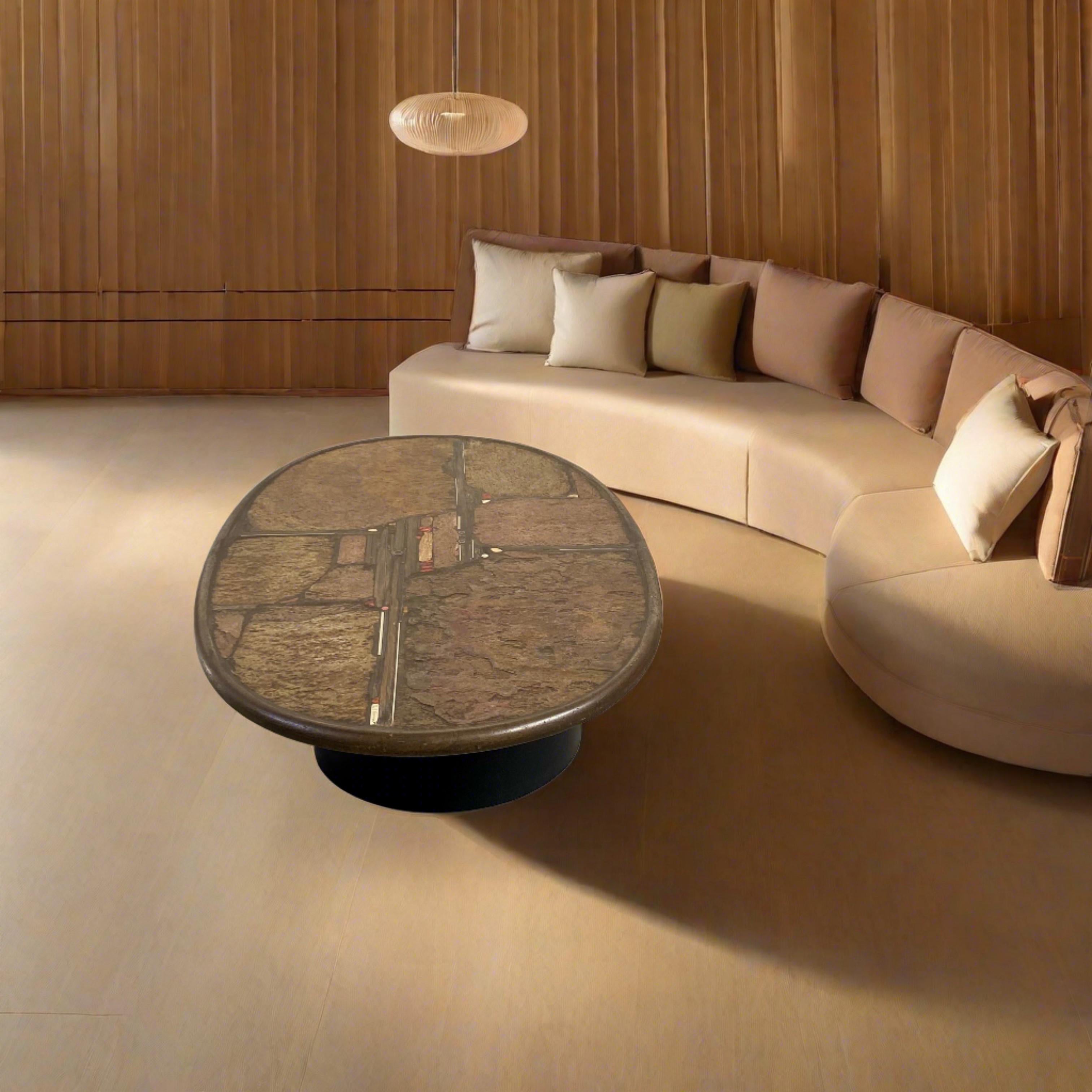 Brutalist Oval Coffee Table by Sculptor Paul Kingma †, Netherlands 1994

Introducing the Brutalist Round Coffee Table by renowned sculptor Paul Kingma, crafted in the Netherlands in 1994. This iconic piece is a testament to Kingma's unique aesthetic