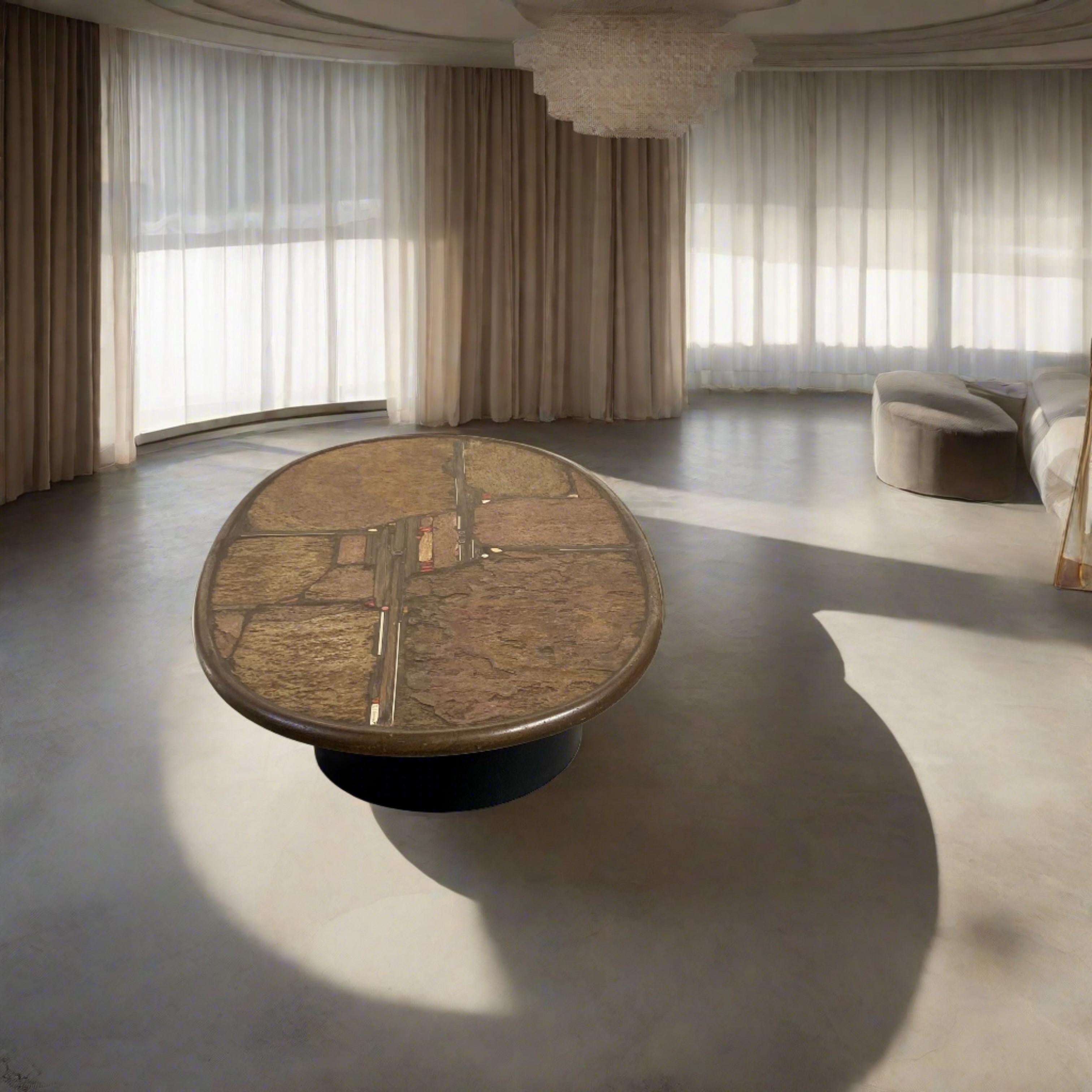 Brutalist Oval Coffee Table by Sculptor Paul Kingma Dutch Design Netherlands For Sale 2