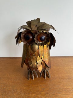 Hibou brutaliste, 1970, métal découpé avec yeux en sulfure