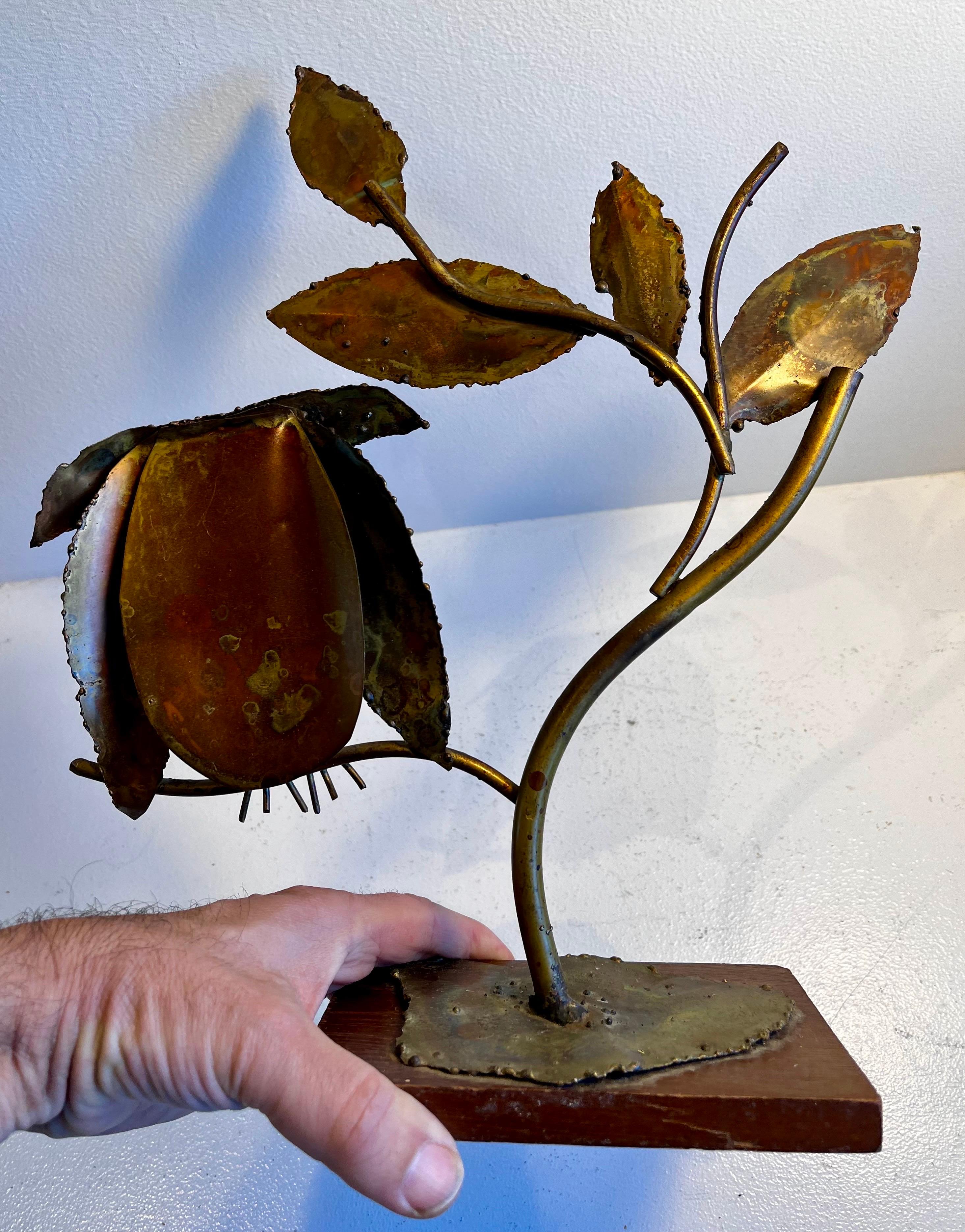 Brutalist Owl in Tree Sculpture on Wood Base For Sale 7