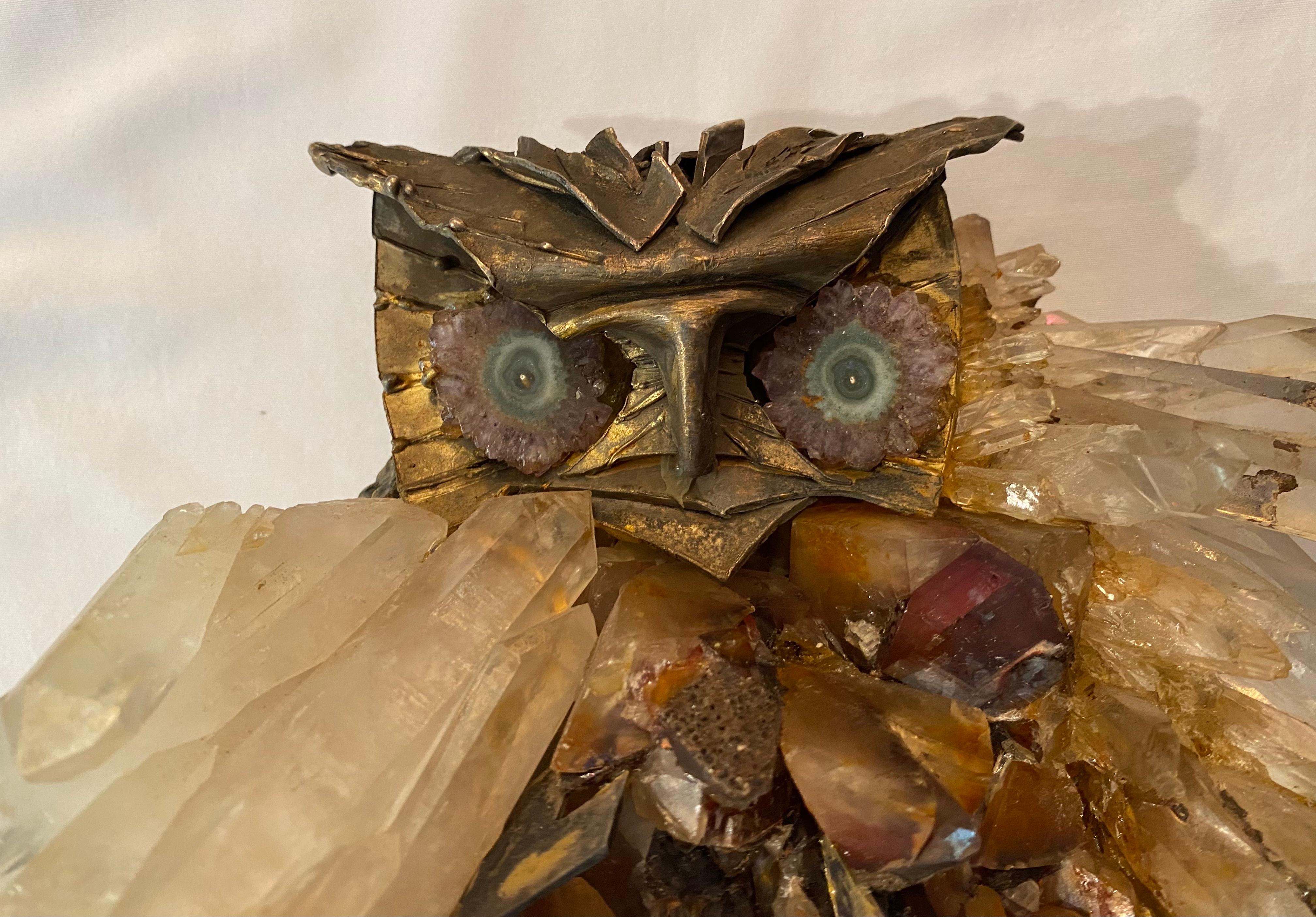 American Brutalist Owl Sculpture Attributed to French Sculptor Claude Barbat For Sale