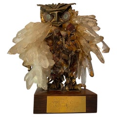 Brutalist Owl Sculpture Attributed to French Sculptor Claude Barbat
