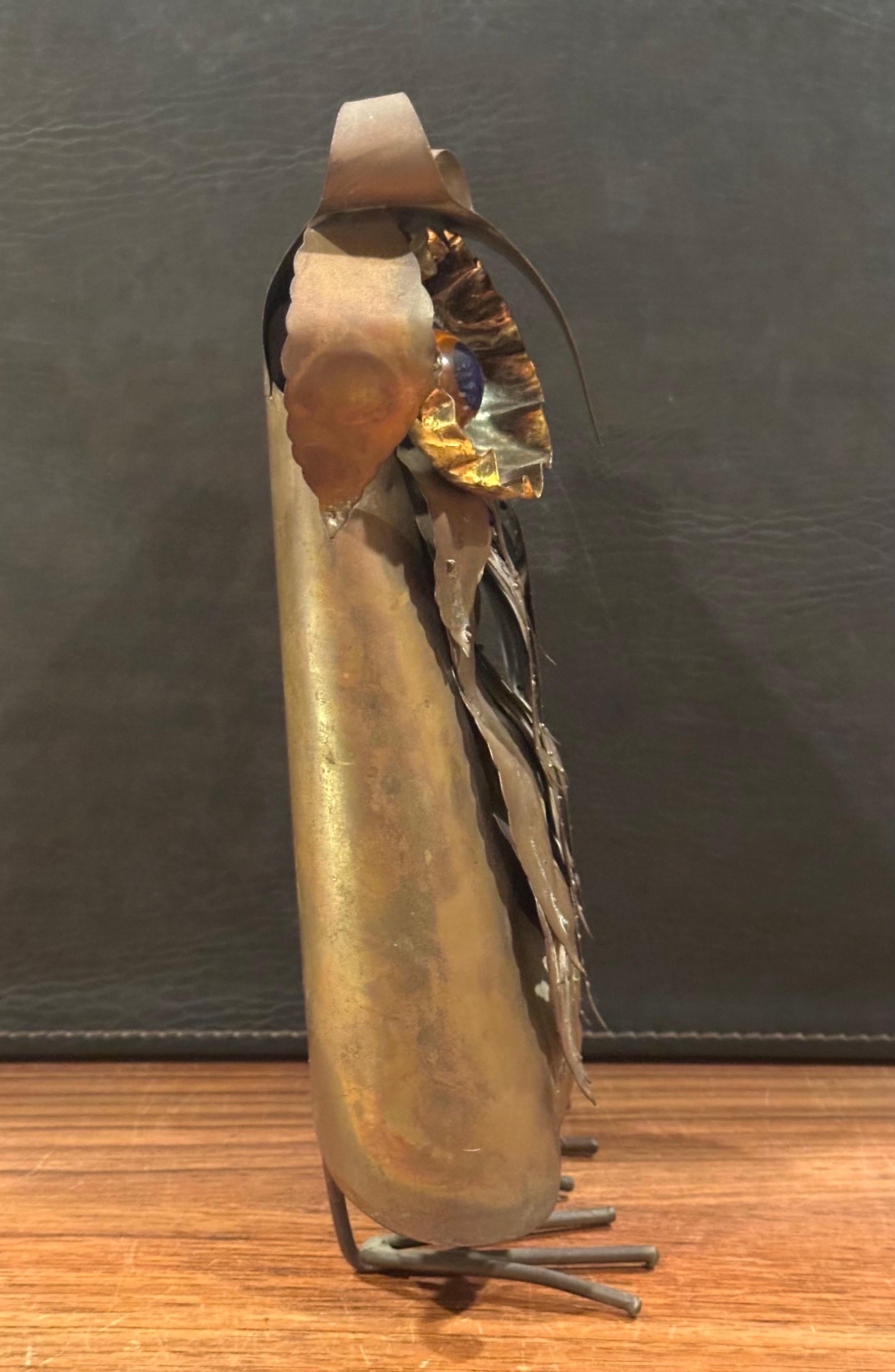 Brutalist Owl Sculpture in Raw Metal with Glass Eyes in the Style of Curtis Jere in vendita 5