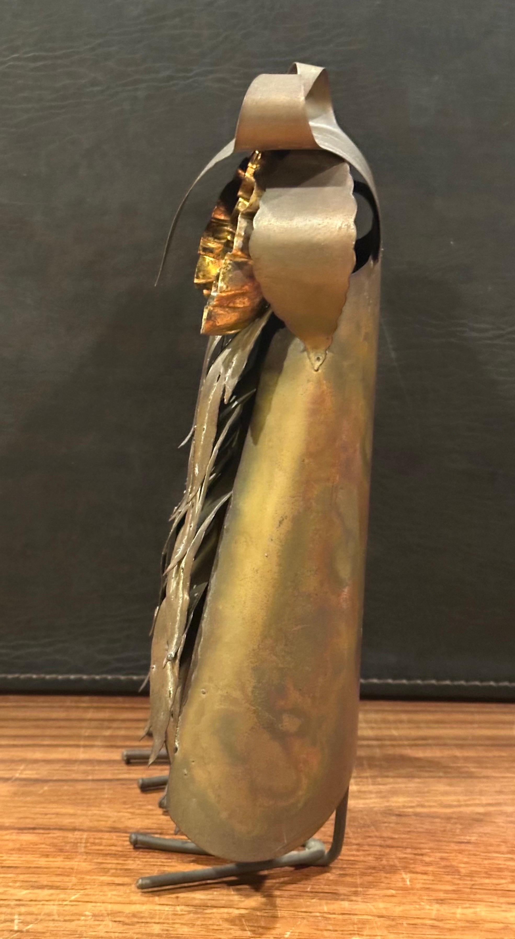 Brutalist Owl Sculpture in Raw Metal with Glass Eyes in the Style of Curtis Jere in vendita 1
