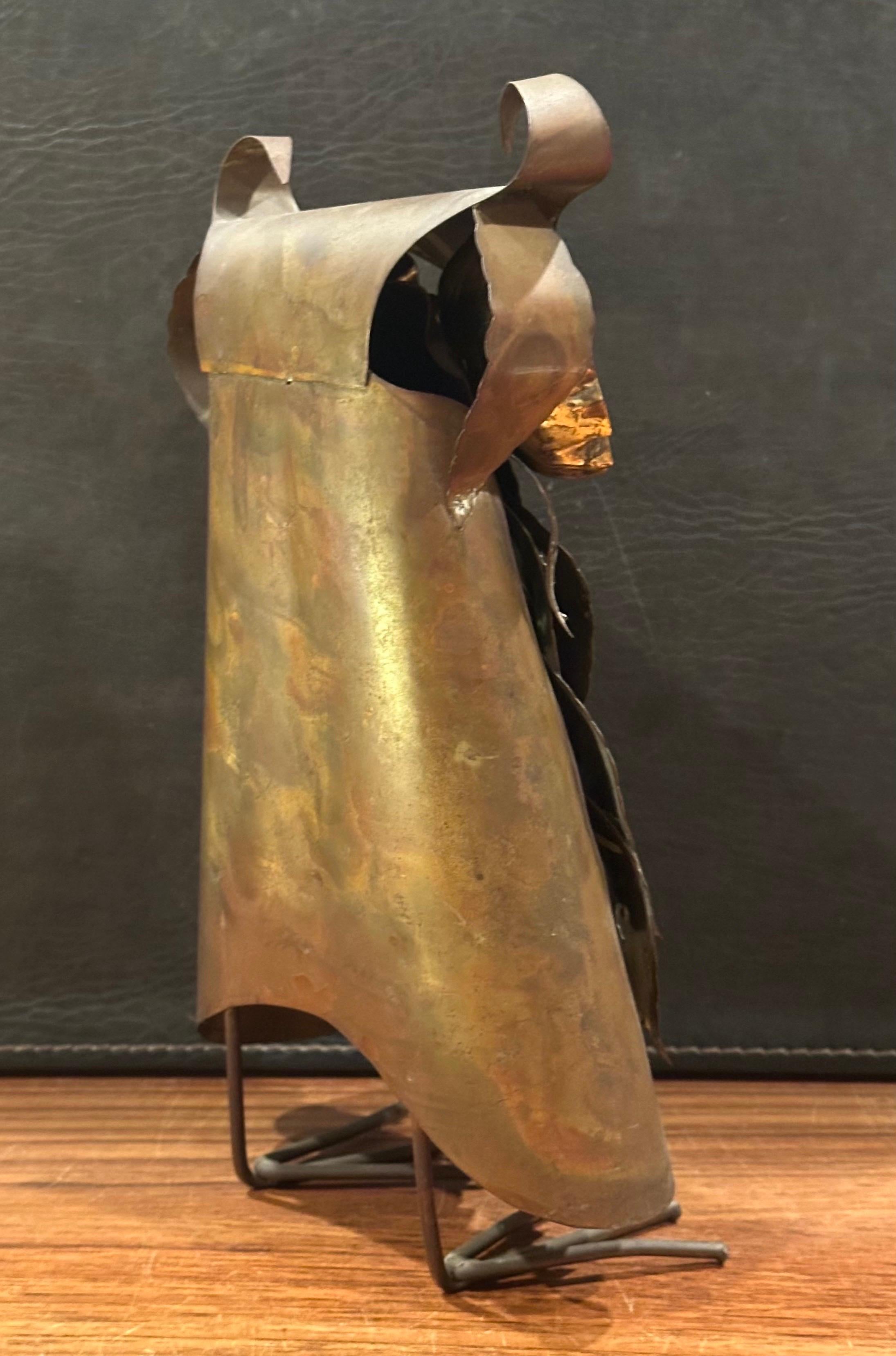 Brutalist Owl Sculpture in Raw Metal with Glass Eyes in the Style of Curtis Jere in vendita 2