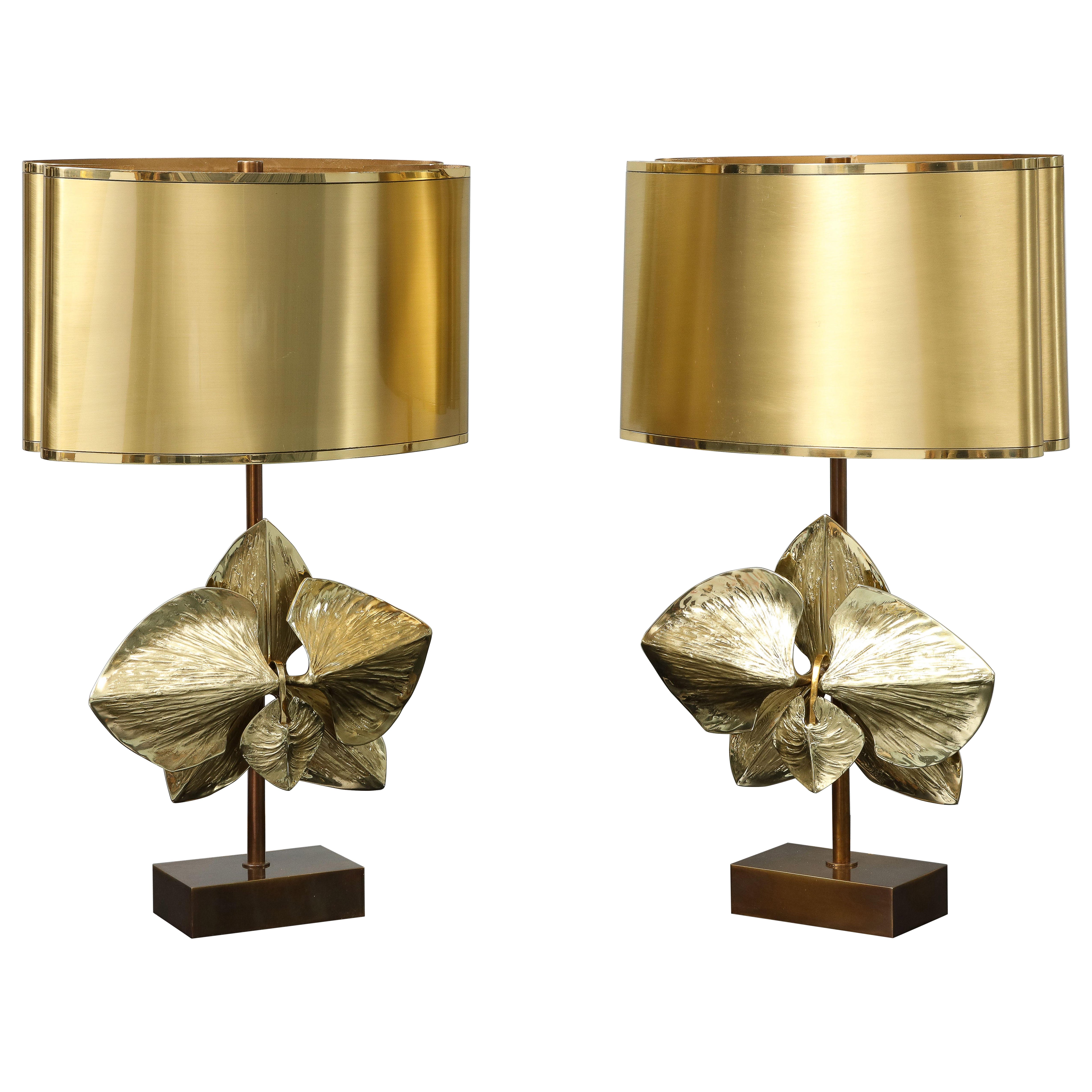 Brutalist Pair Maison Charles Orchidee Table Lamps im Angebot