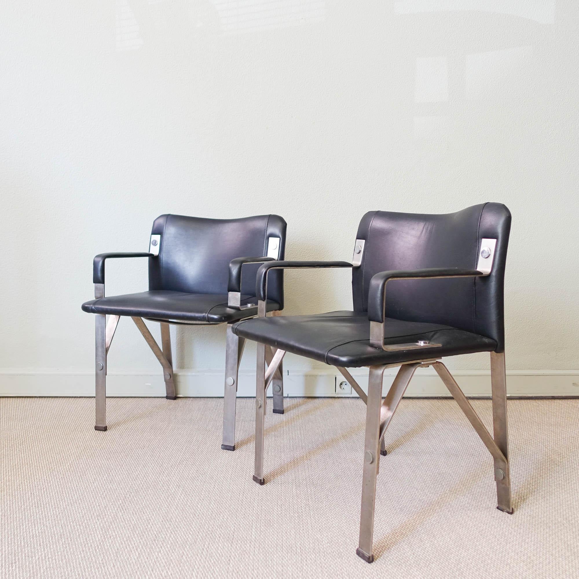 Brutalist Pair of Armchairs by Gilberto Lopes, 1970's 4
